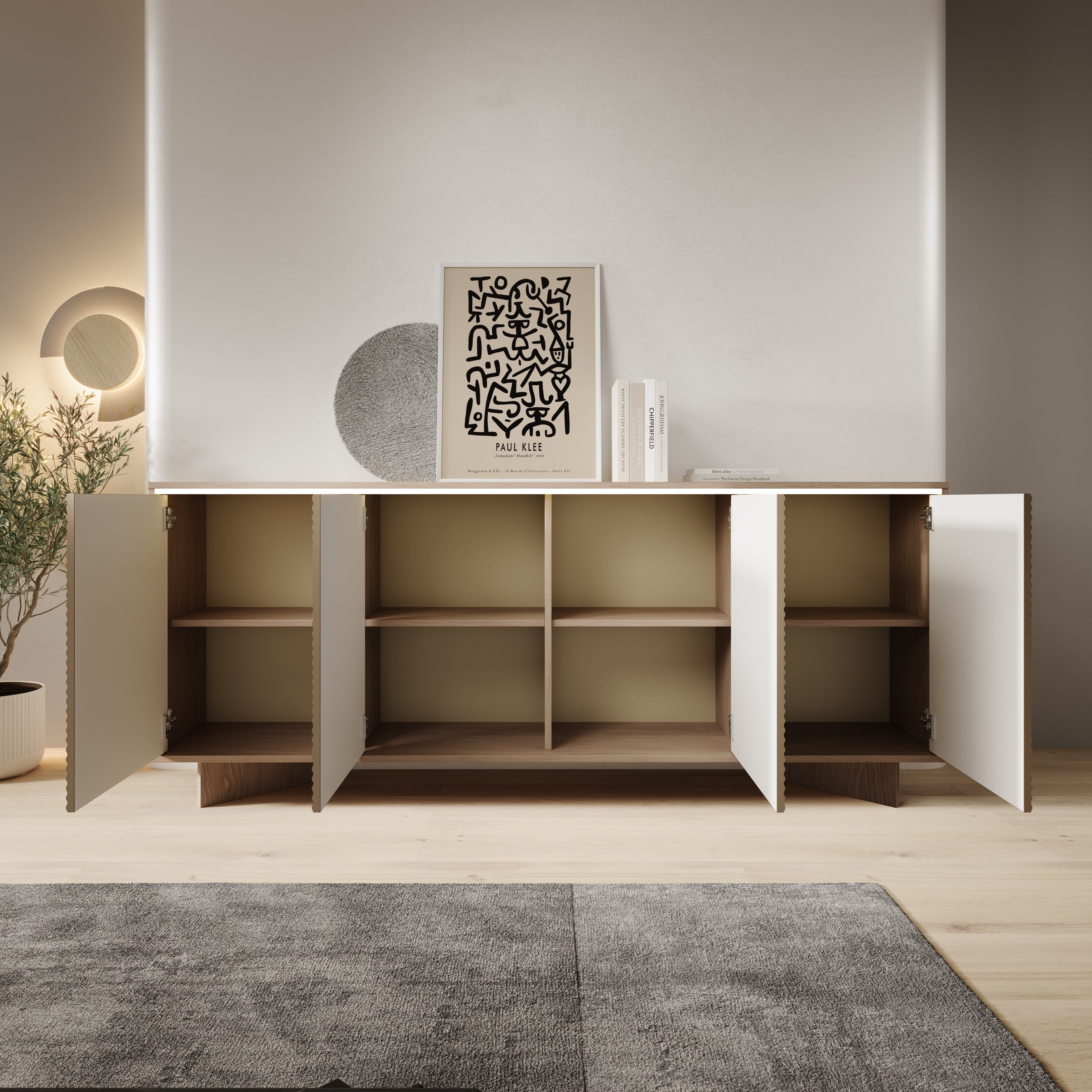 Selvio - Dressoir - Cappuccino / Eikenpatroon - 204x40x84 cm
