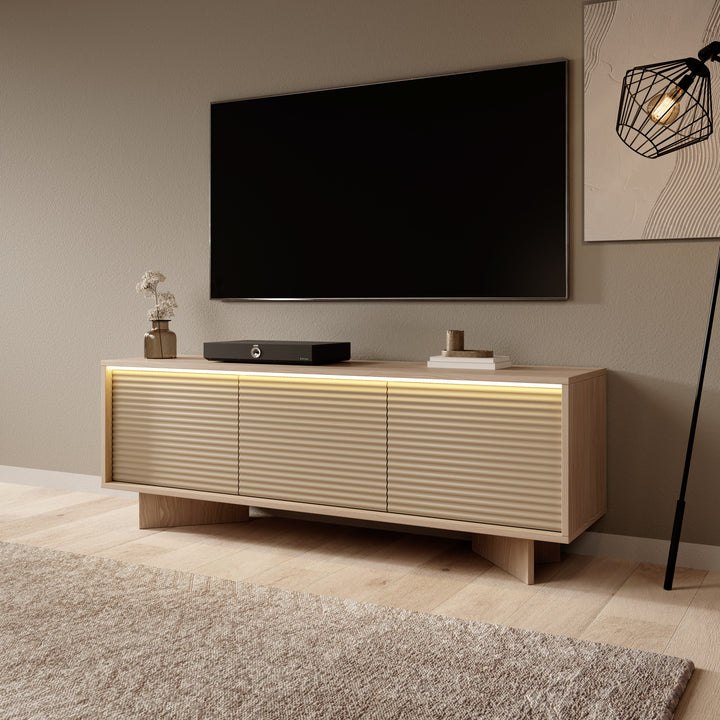 Selvio - TV-Meubel - Cappuccino / Eikenpatroon - 154x40x54 cm