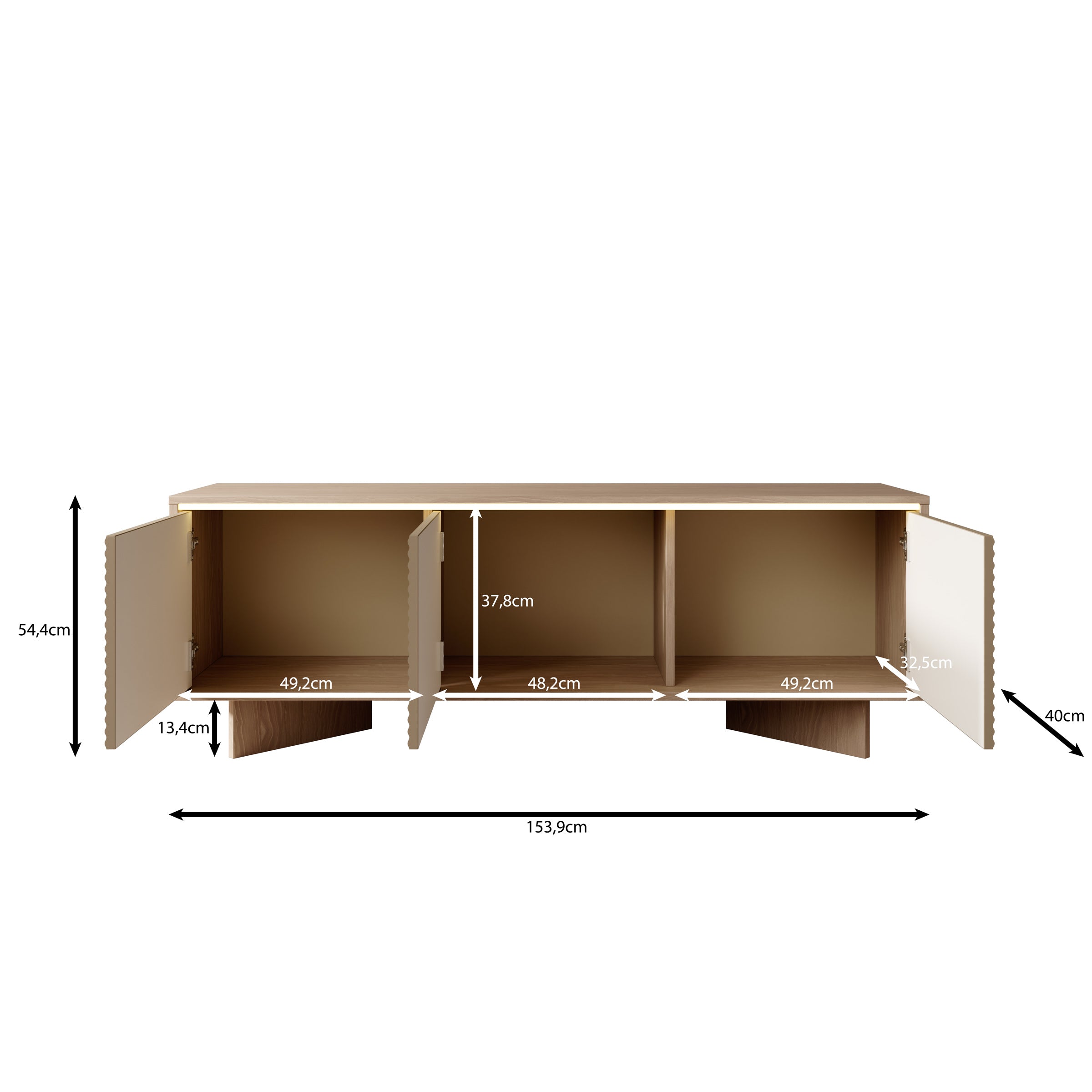 Selvio - TV-Meubel - Cappuccino / Eikenpatroon - 154x40x54 cm