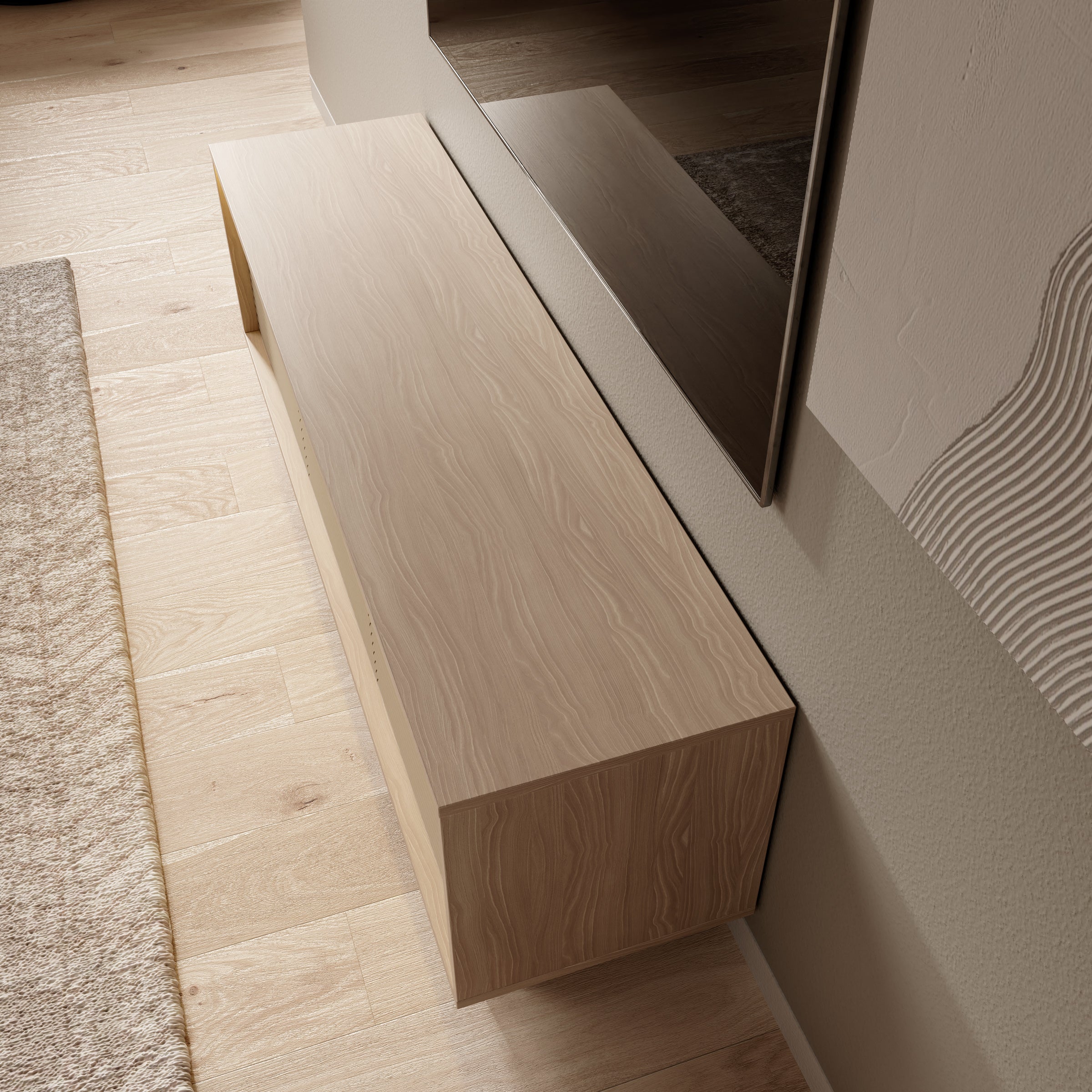 Selvio - TV-Meubel - Cappuccino / Eikenpatroon - 154x40x54 cm