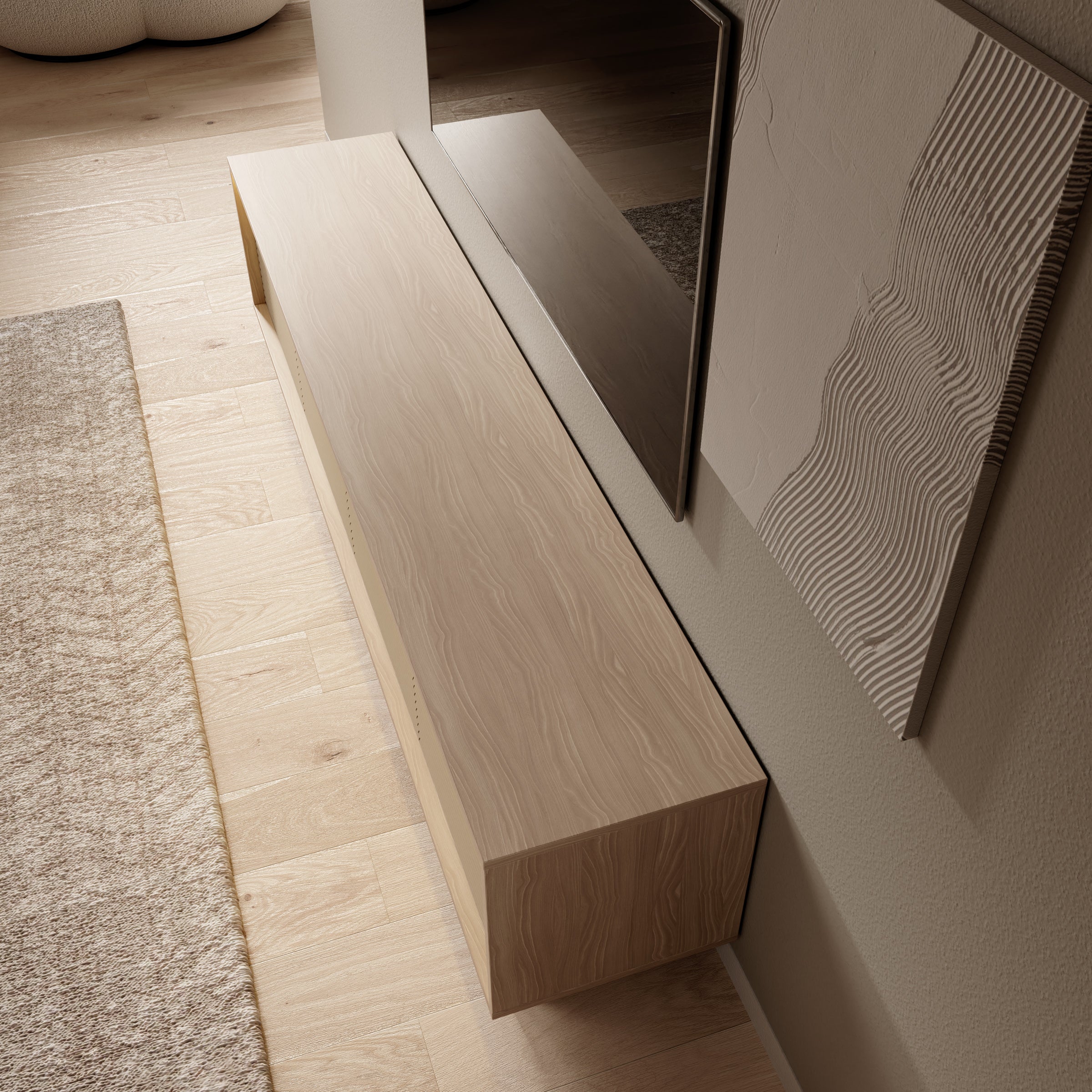 Selvio - TV-Meubel - Cappuccino / Eikenpatroon - 204x40x54 cm