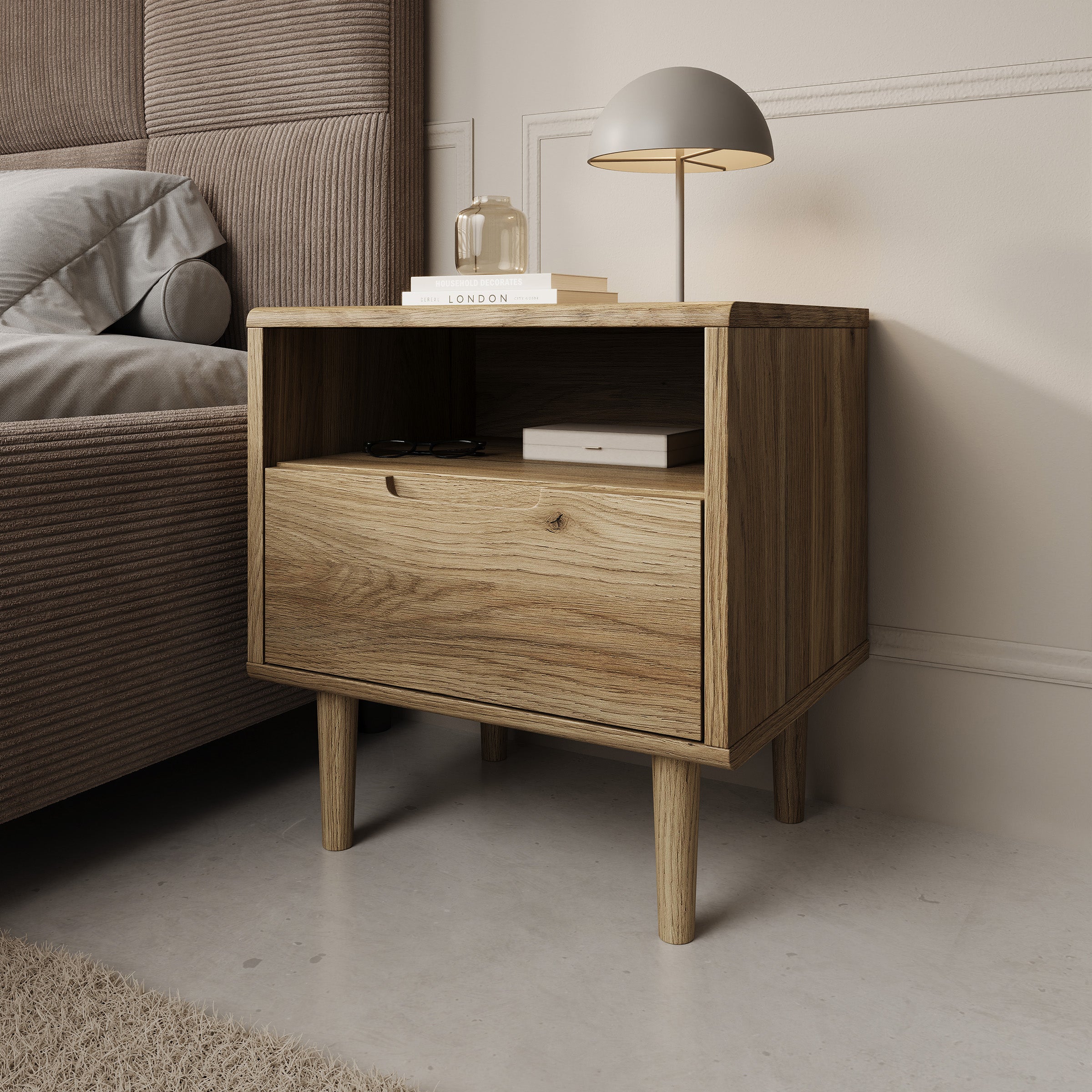 Selwood - Nachtkastje - Eikenpatroon - 55x43x58 cm