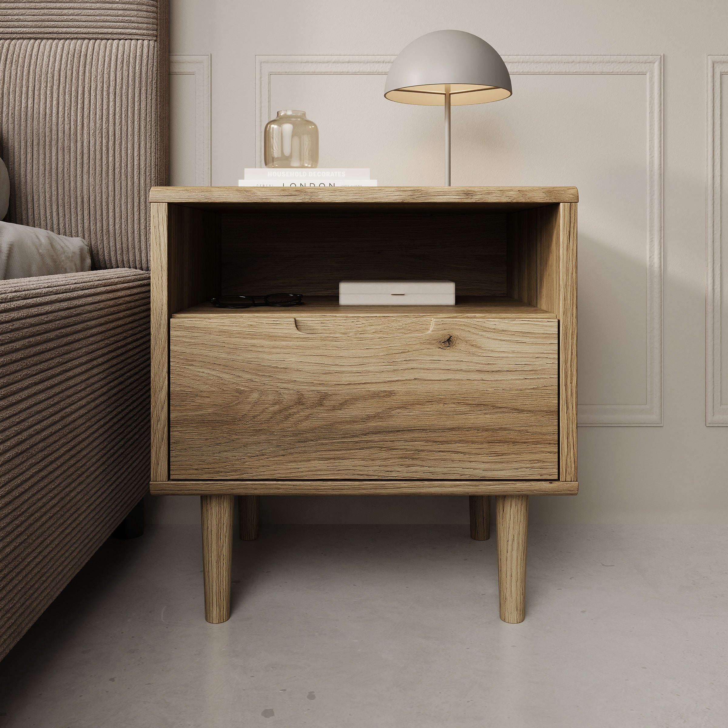 Selwood - Nachtkastje - Eikenpatroon - 55x43x58 cm