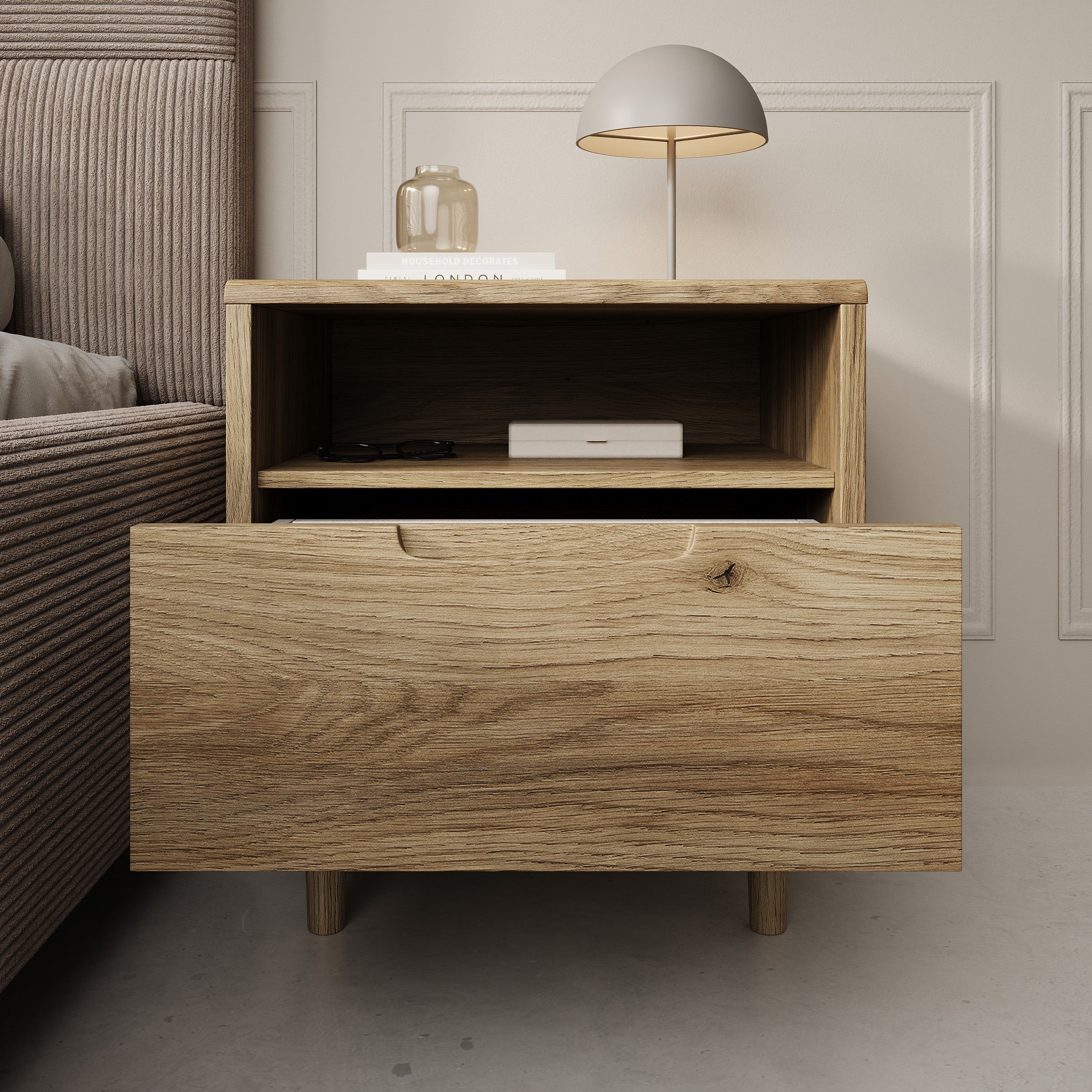 Selwood - Nachtkastje - Eikenpatroon - 55x43x58 cm