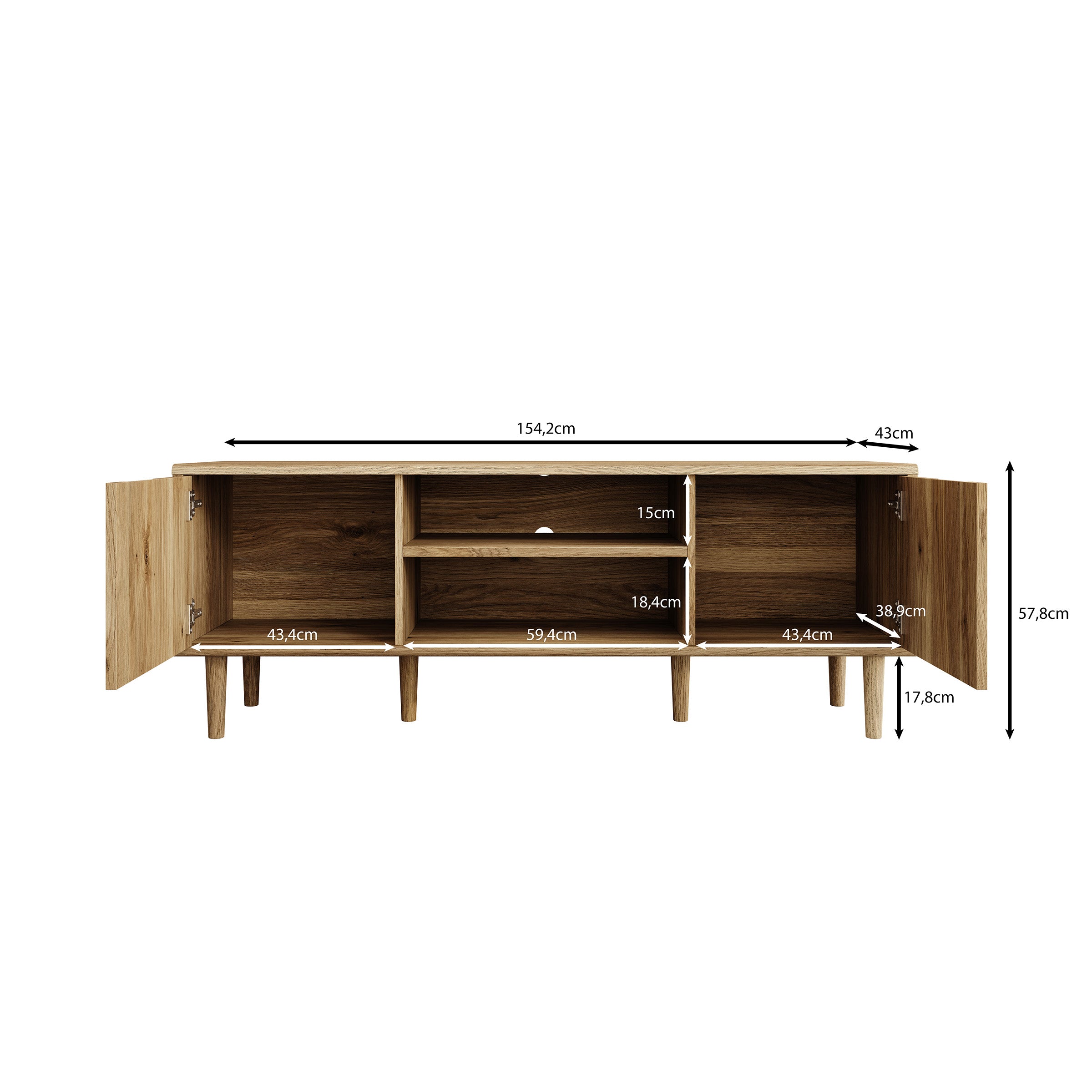 Selwood - TV-Meubel - Eikenpatroon - 154x43x58 cm