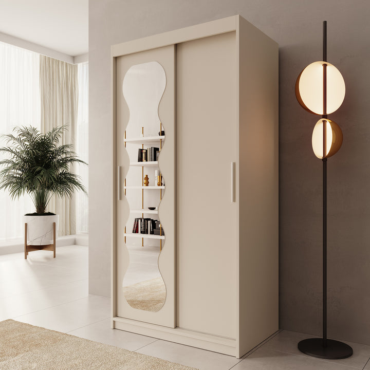 Sentoji - Kledingkast met 2 schuifdeuren - Beige -  100x62x200 cm