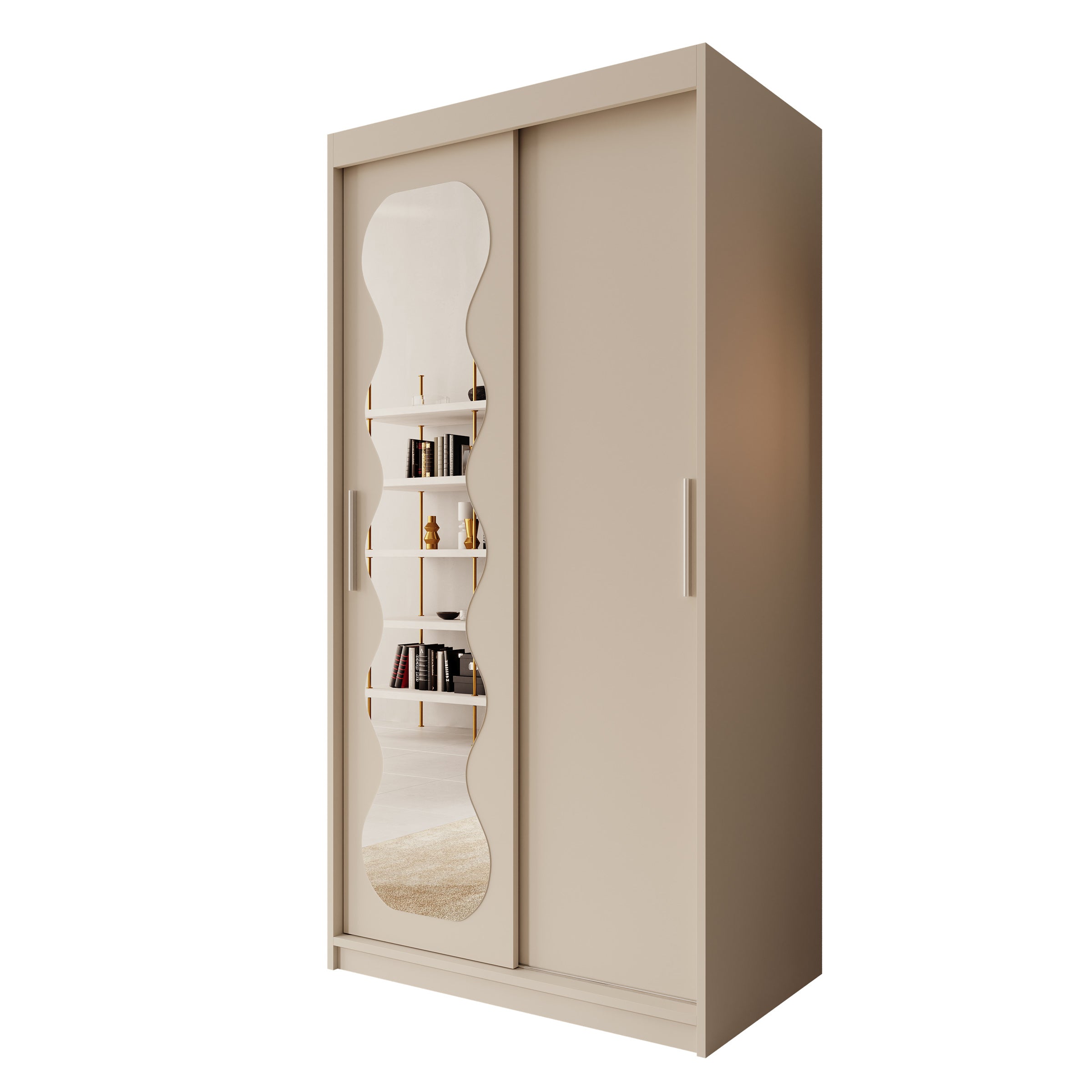 Sentoji - Kledingkast met 2 schuifdeuren - Beige -  100x62x200 cm