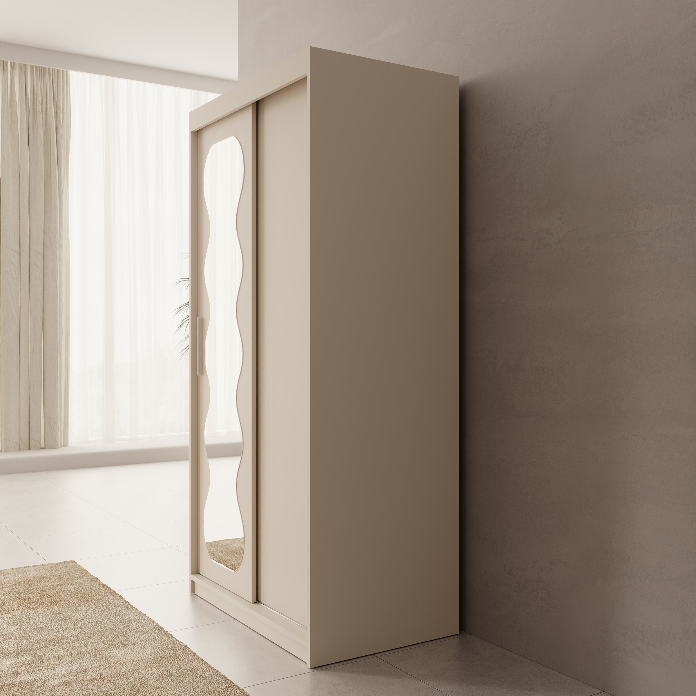 Sentoji - Kledingkast met 2 schuifdeuren - Beige -  100x62x200 cm