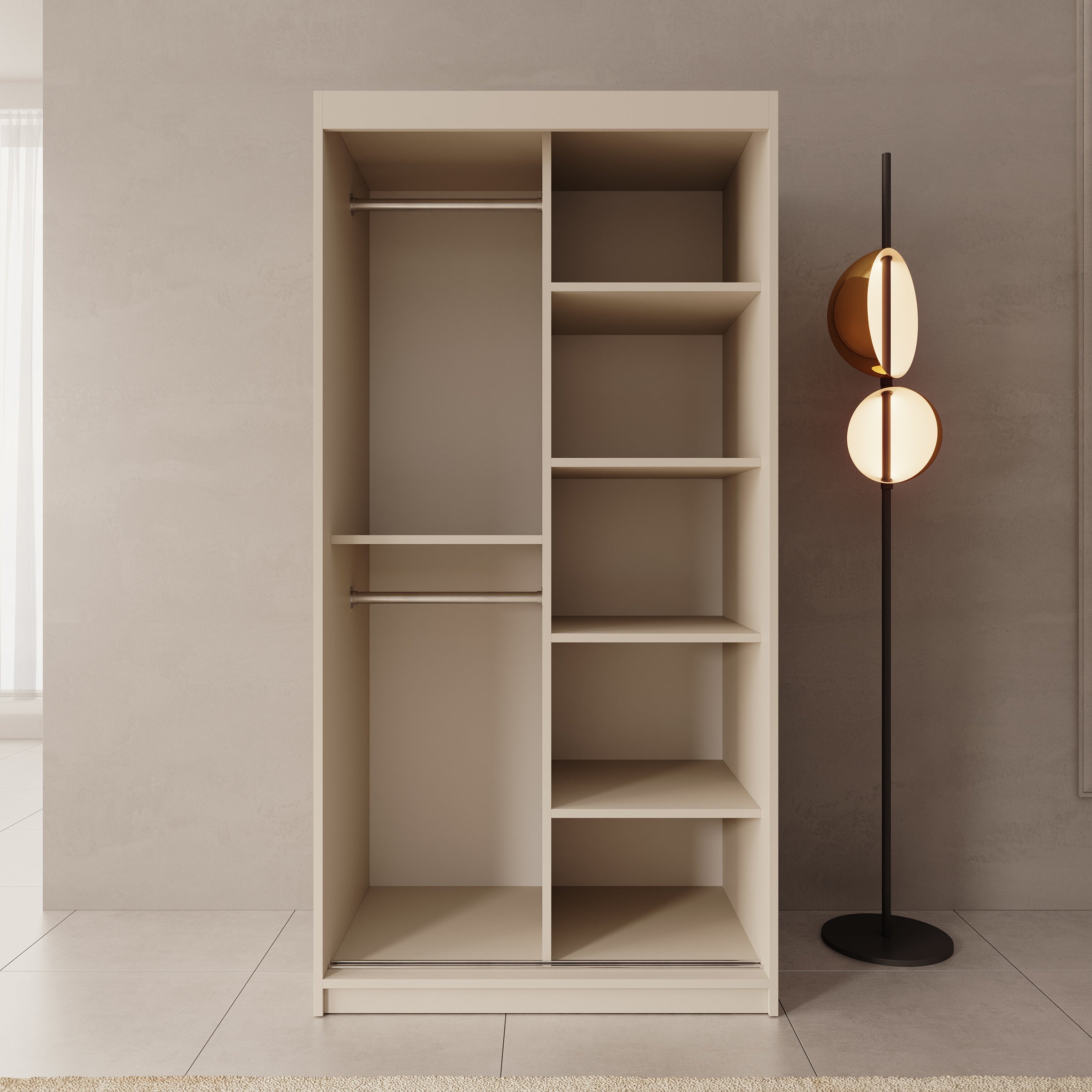Sentoji - Kledingkast met 2 schuifdeuren - Beige -  100x62x200 cm