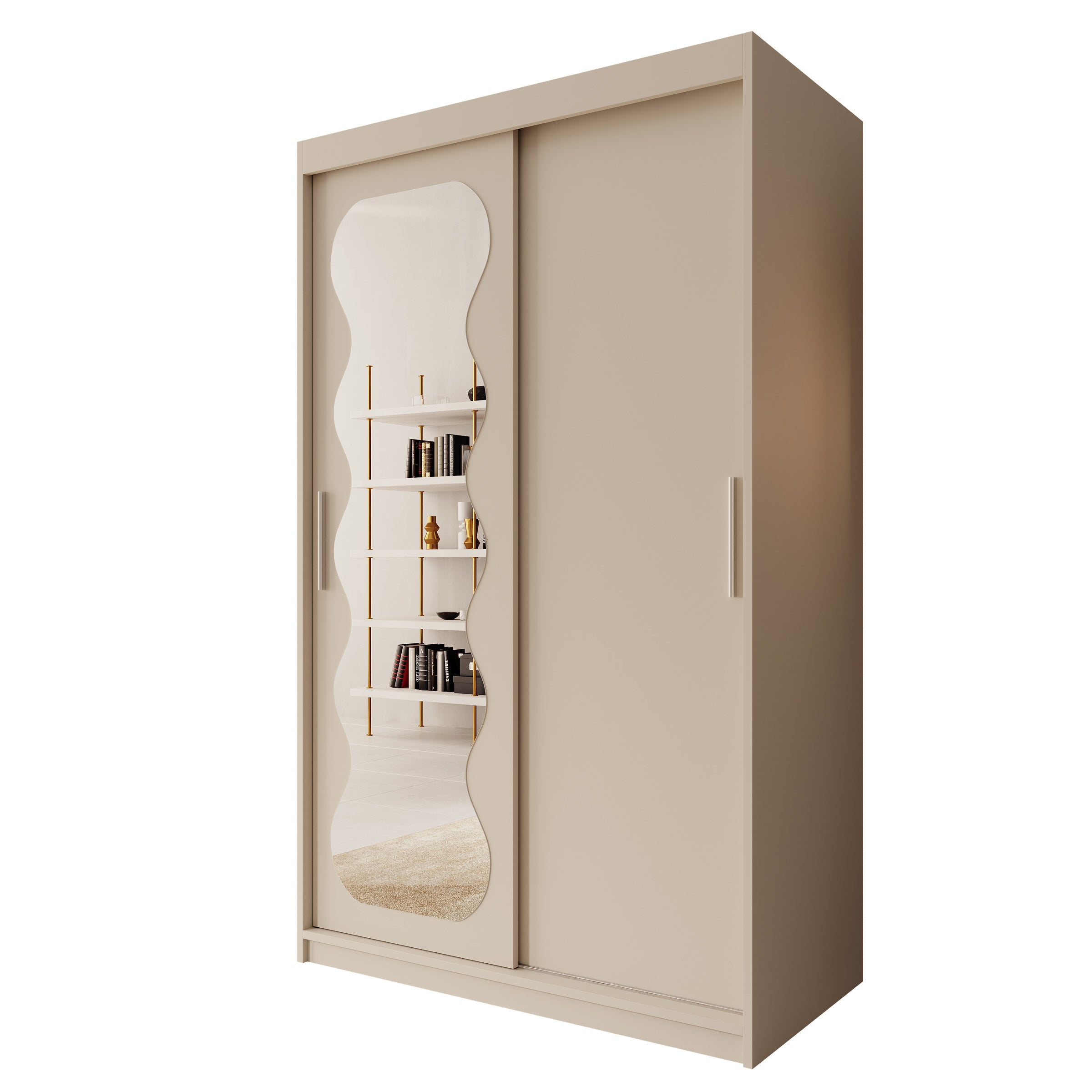 Sentoji - Kledingkast met 2 schuifdeuren - Beige - 120x62x200 cm