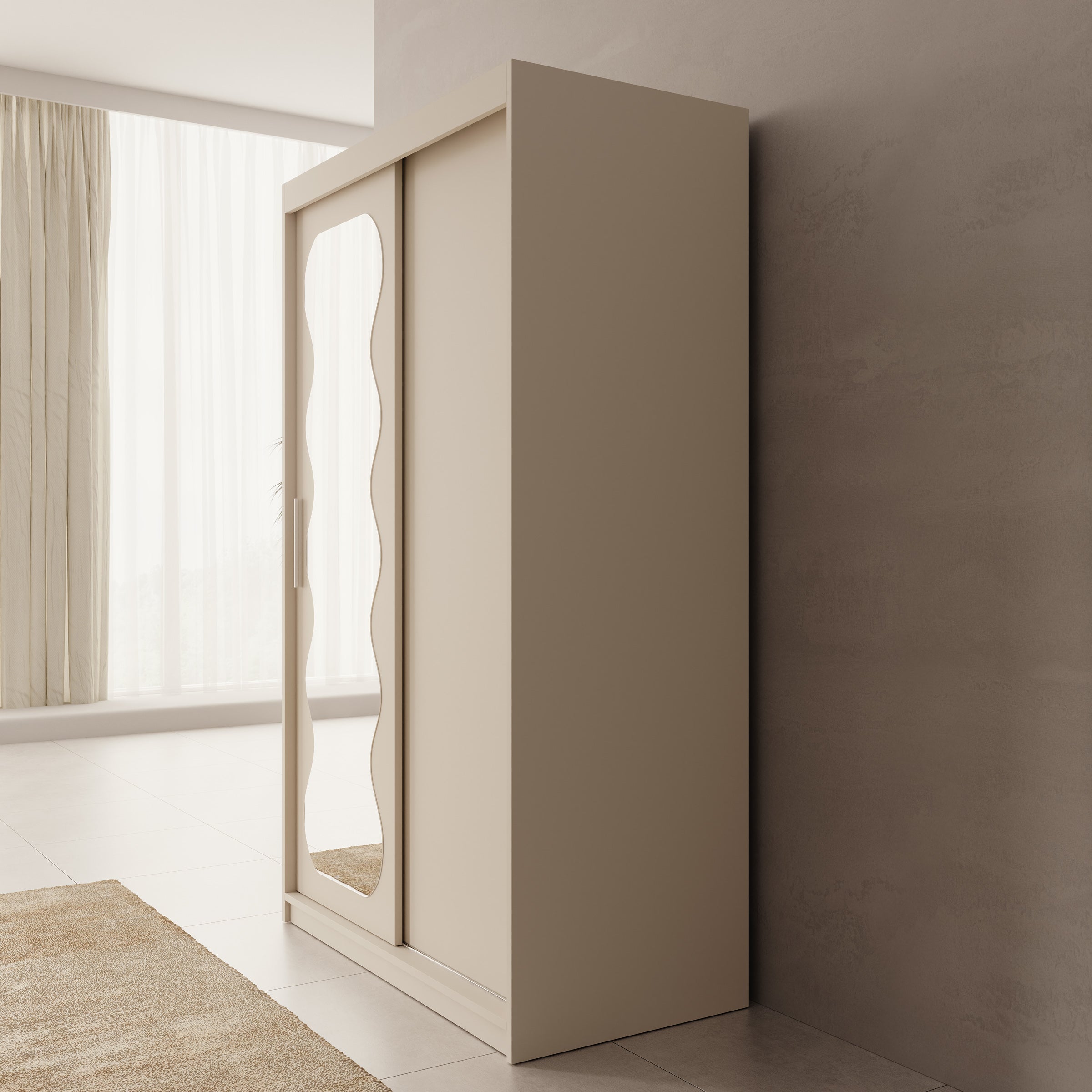 Sentoji - Kledingkast met 2 schuifdeuren - Beige - 120x62x200 cm