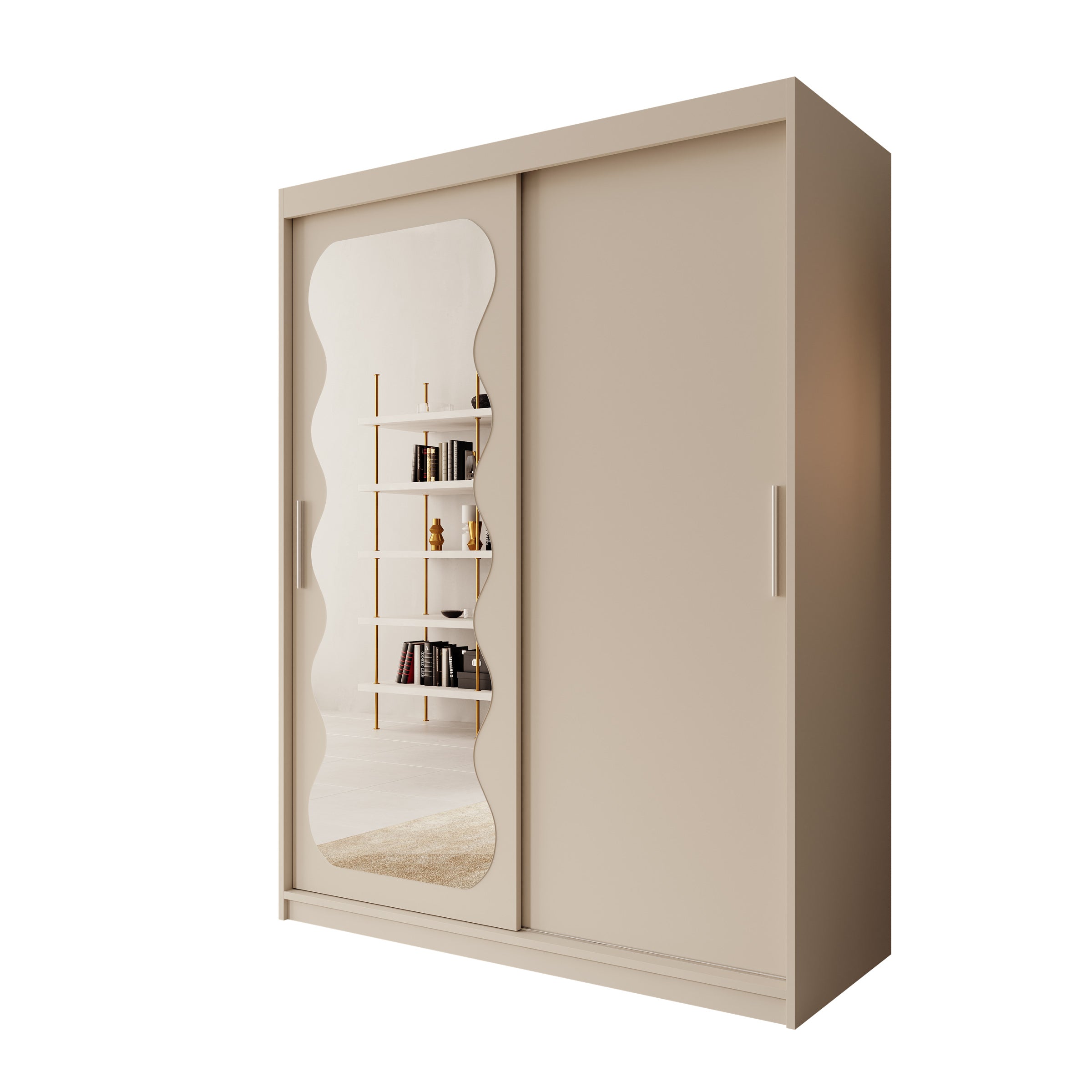 Sentoji - Kledingkast met 2 schuifdeuren - Beige - 150x62x200 cm