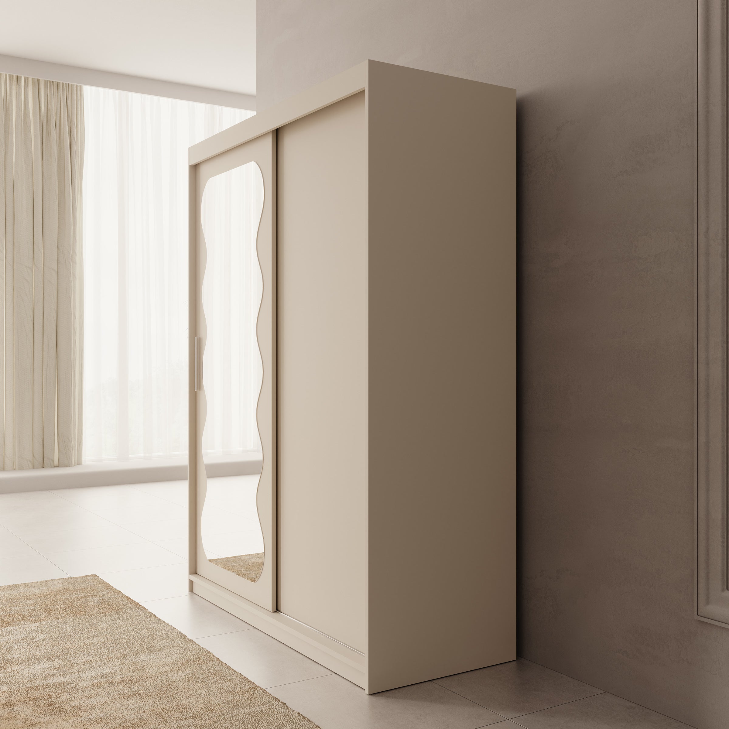 Sentoji - Kledingkast met 2 schuifdeuren - Beige - 150x62x200 cm