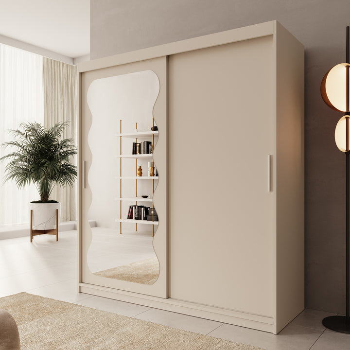 Sentoji - Kledingkast met 2 schuifdeuren - Beige - 180x62x200 cm