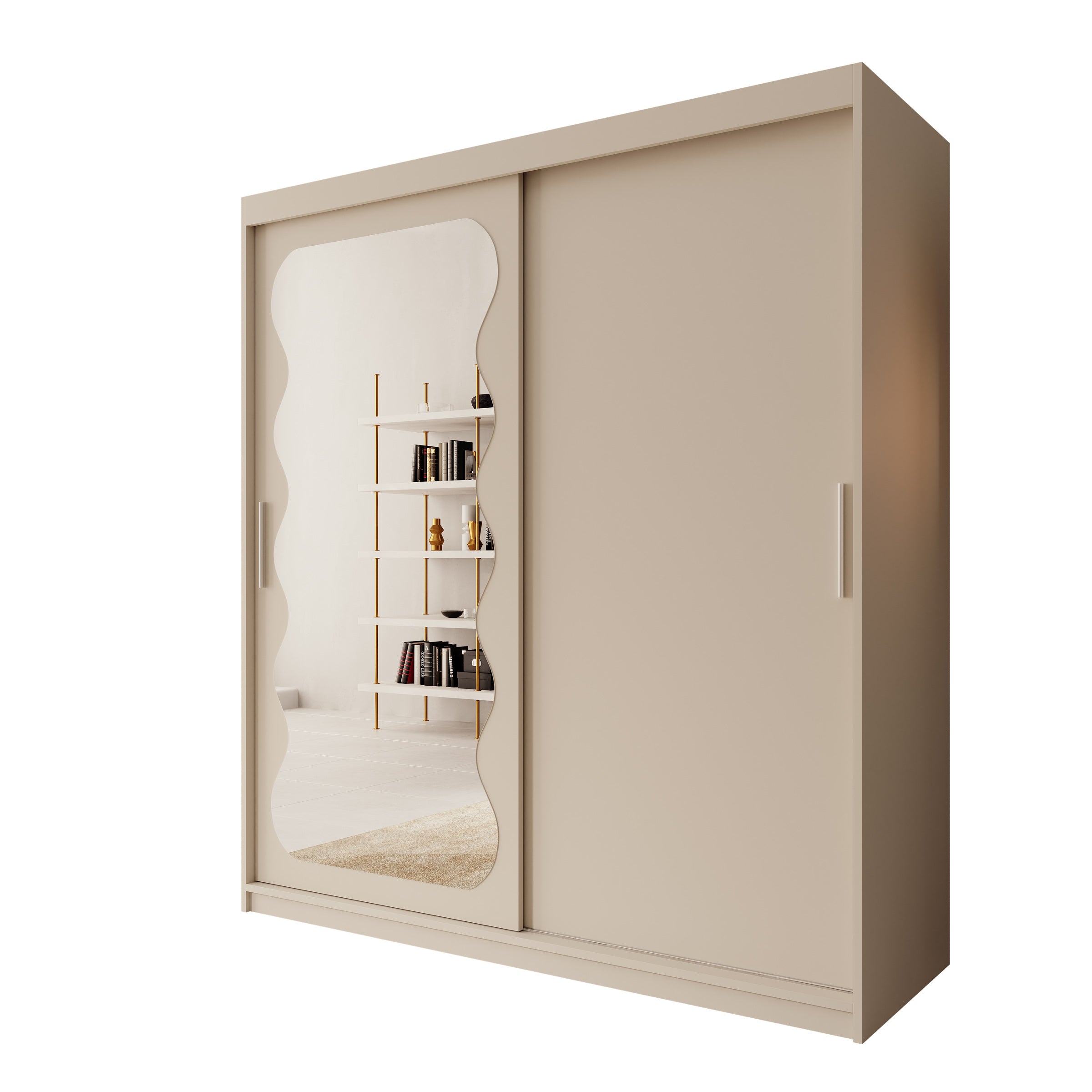 Sentoji - Kledingkast met 2 schuifdeuren - Beige - 180x62x200 cm