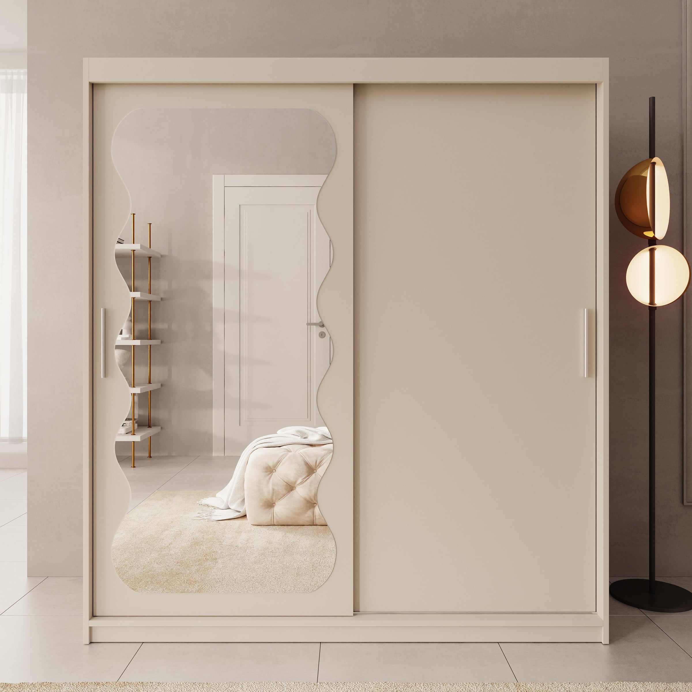 Sentoji - Kledingkast met 2 schuifdeuren - Beige - 180x62x200 cm