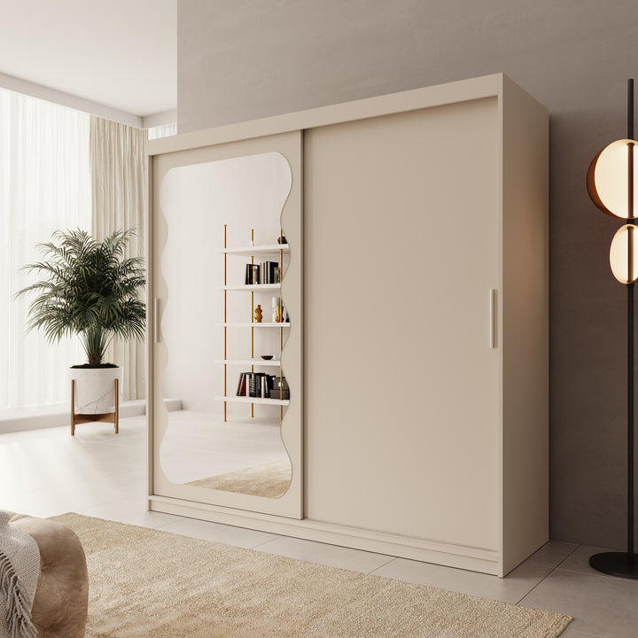 Sentoji - Kledingkast met 2 schuifdeuren - Beige - 200x62x200 cm