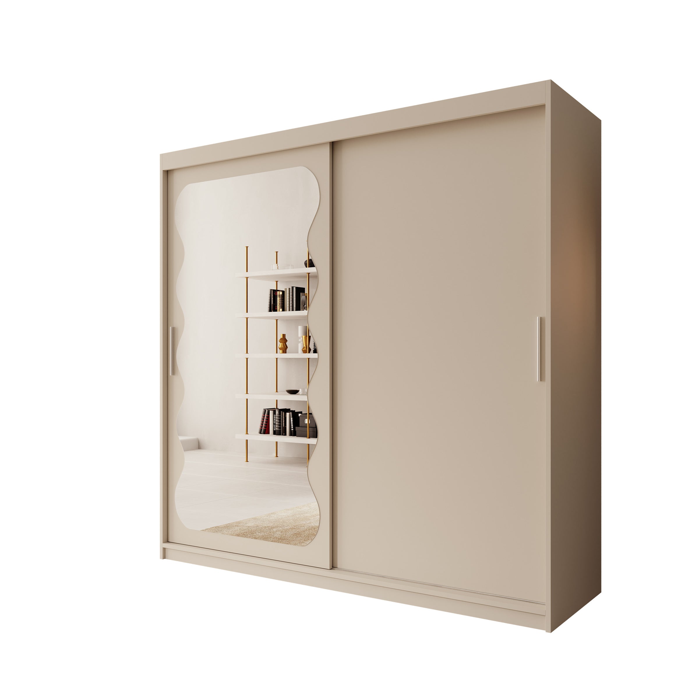 Sentoji - Kledingkast met 2 schuifdeuren - Beige - 200x62x200 cm