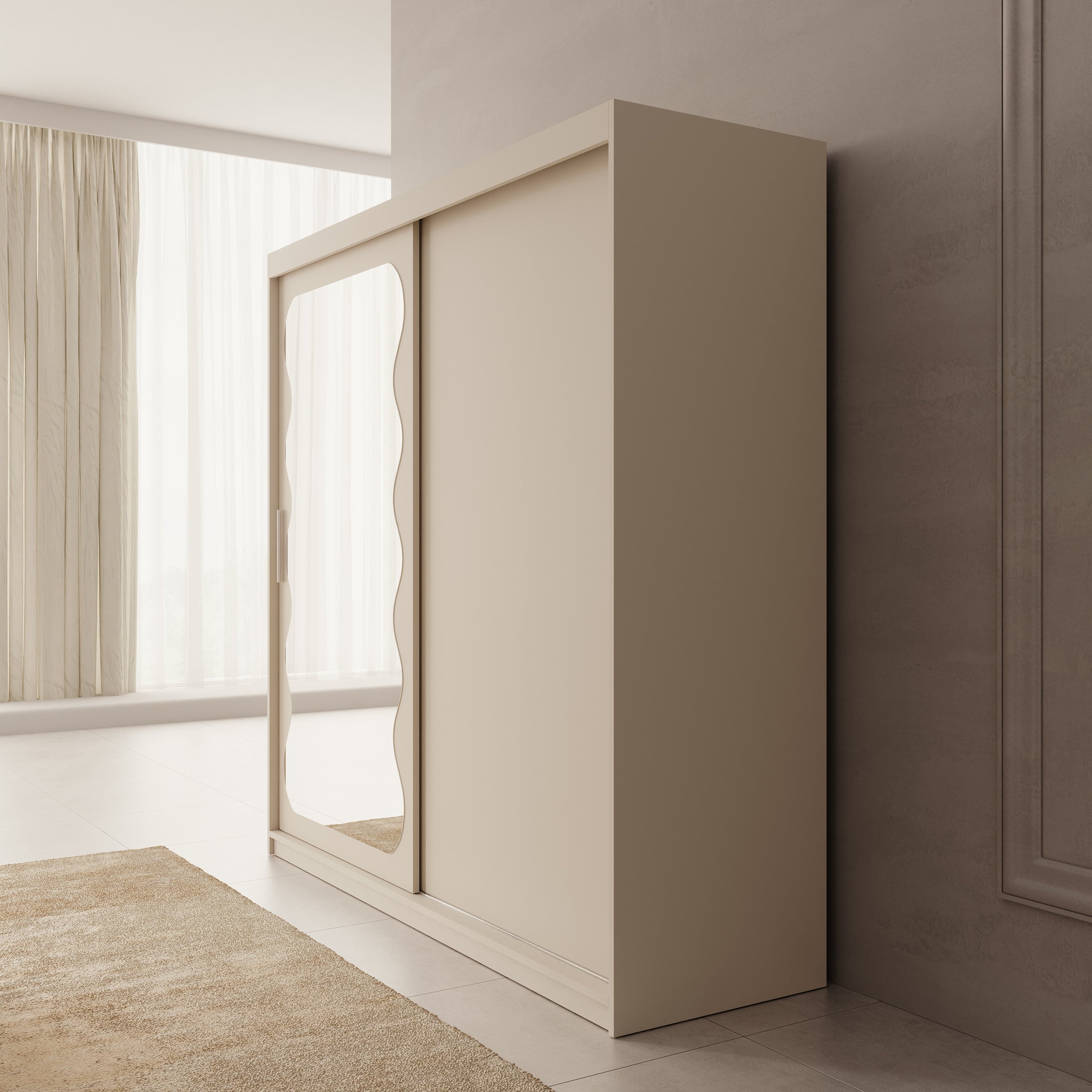 Sentoji - Kledingkast met 2 schuifdeuren - Beige - 200x62x200 cm