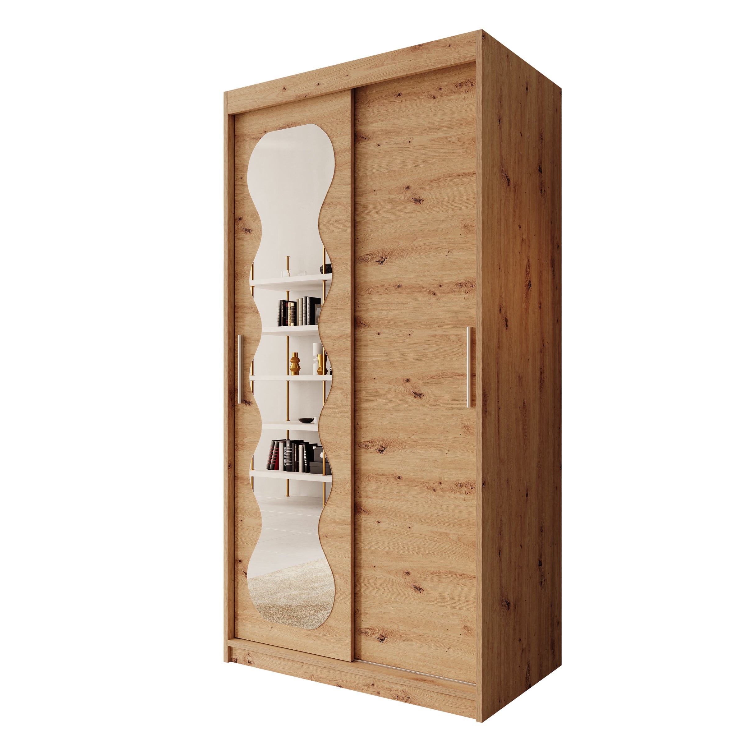 Sentoji - Kledingkast met 2 schuifdeuren - Eikenpatroon - 100x62x200 cm