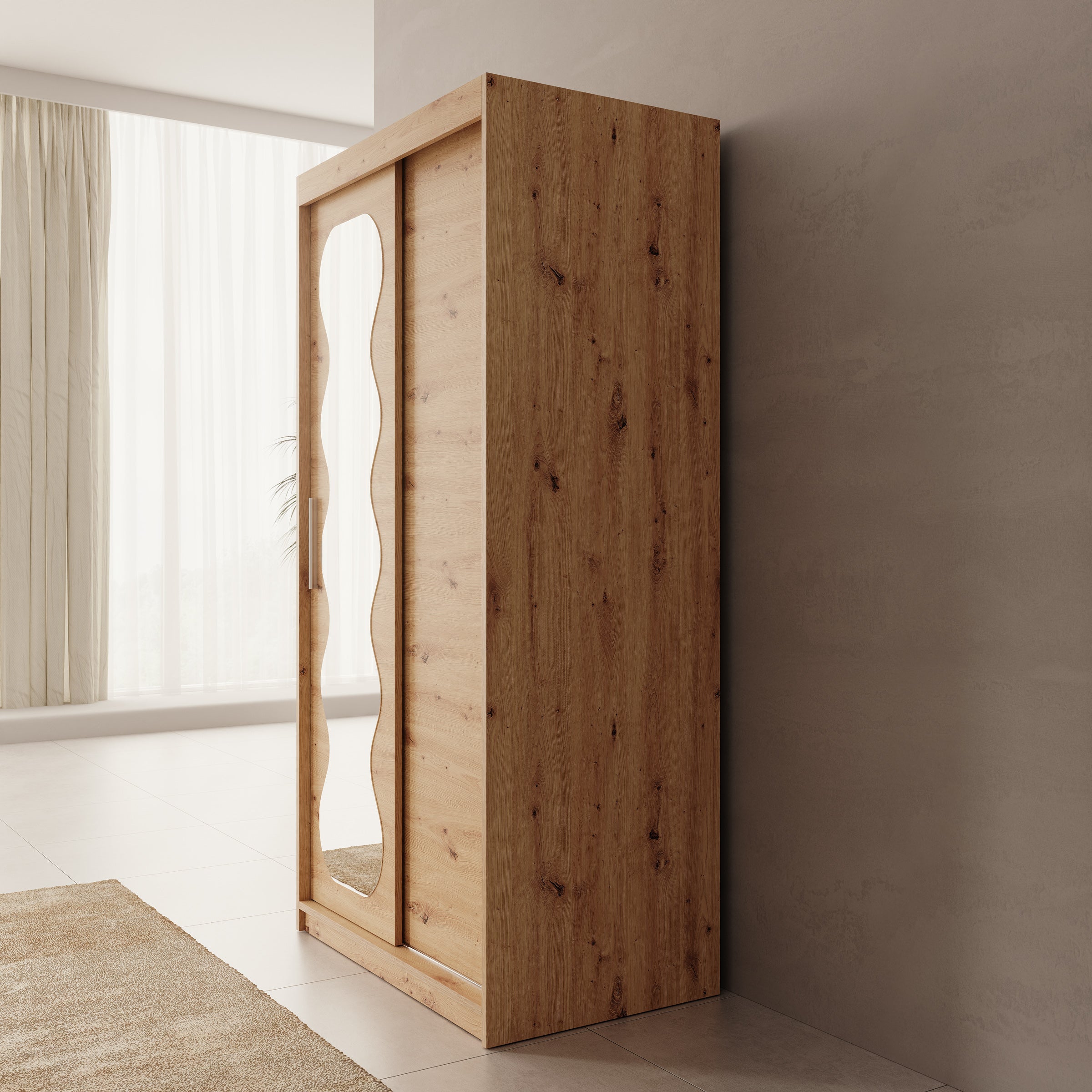 Sentoji - Kledingkast met 2 schuifdeuren - Eikenpatroon - 100x62x200 cm