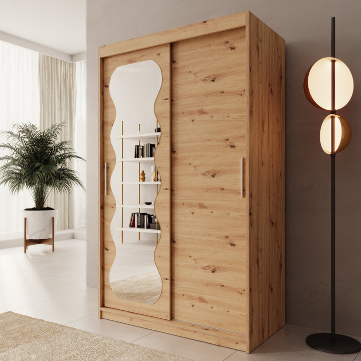 Sentoji - Kledingkast met 2 schuifdeuren - Eikenpatroon - 120x62x200 cm