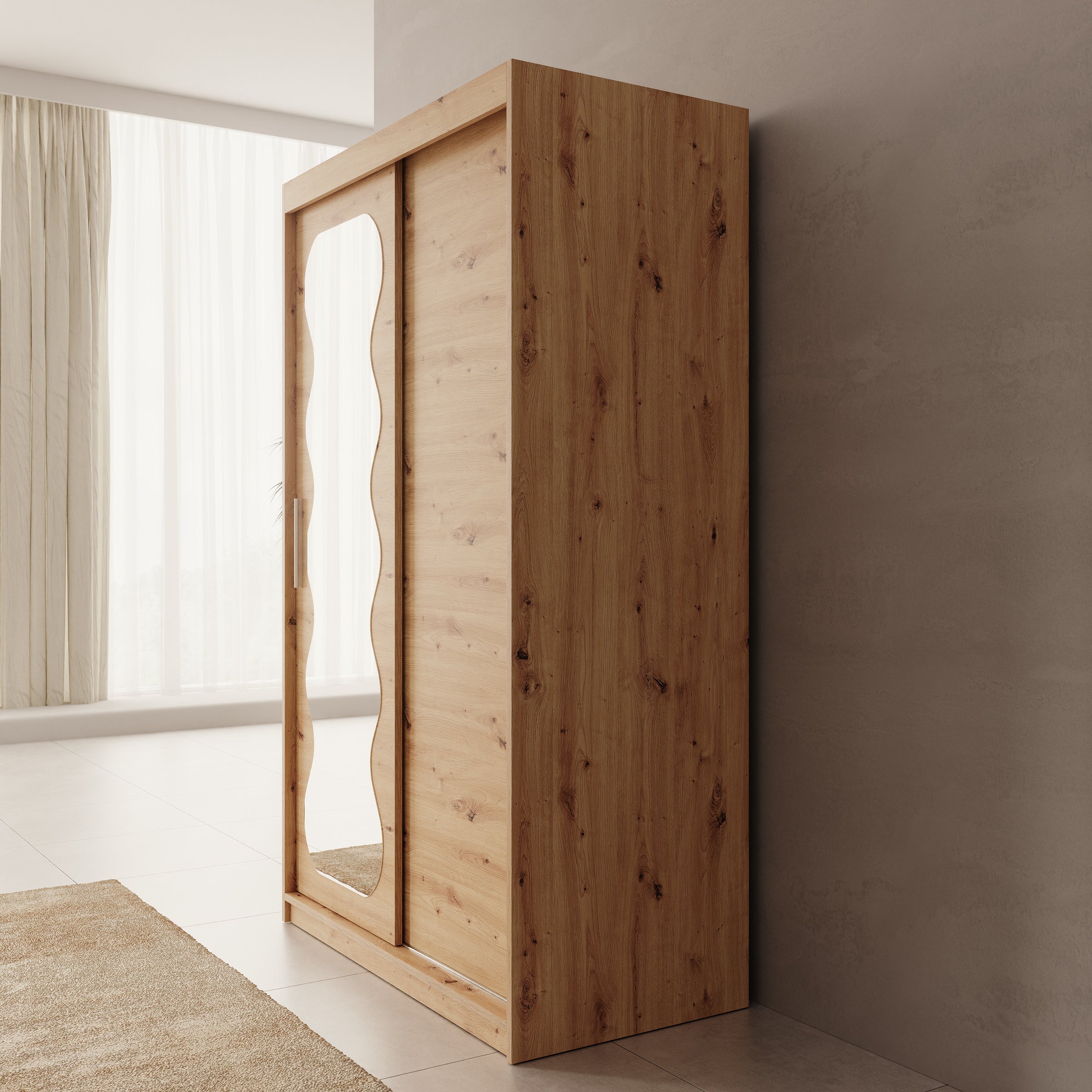 Sentoji - Kledingkast met 2 schuifdeuren - Eikenpatroon - 120x62x200 cm