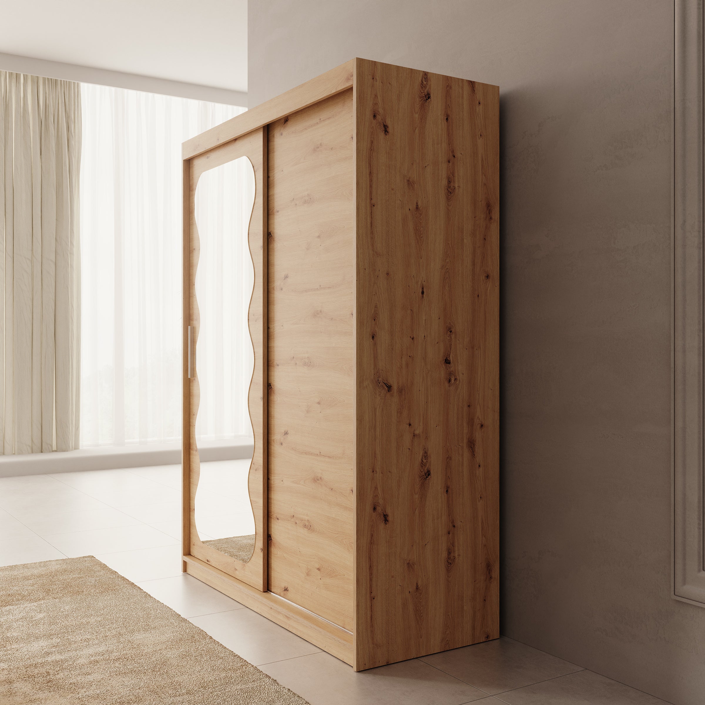 Sentoji - Kledingkast met 2 schuifdeuren - Eikenpatroon - 150x62x200 cm