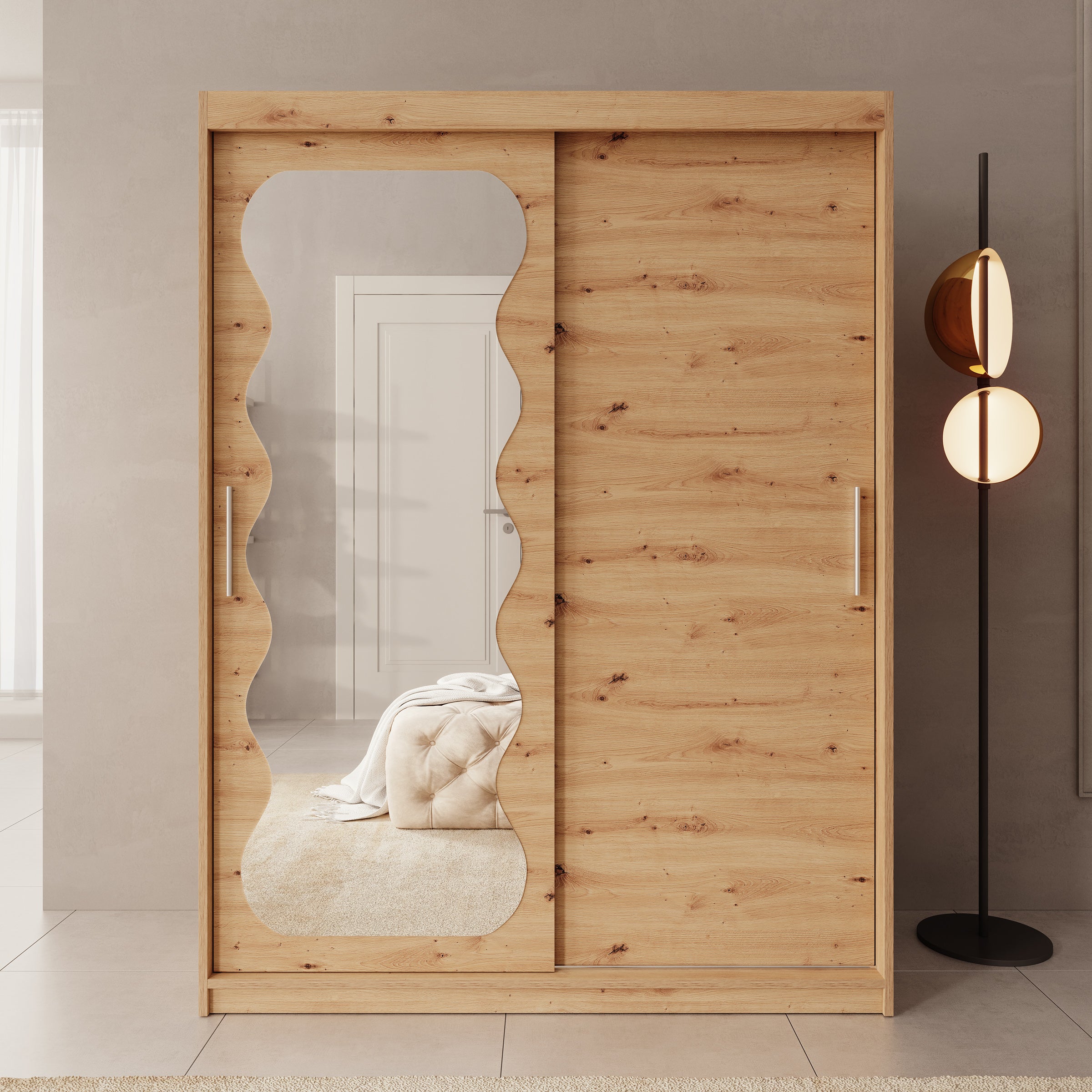 Sentoji - Kledingkast met 2 schuifdeuren - Eikenpatroon - 150x62x200 cm