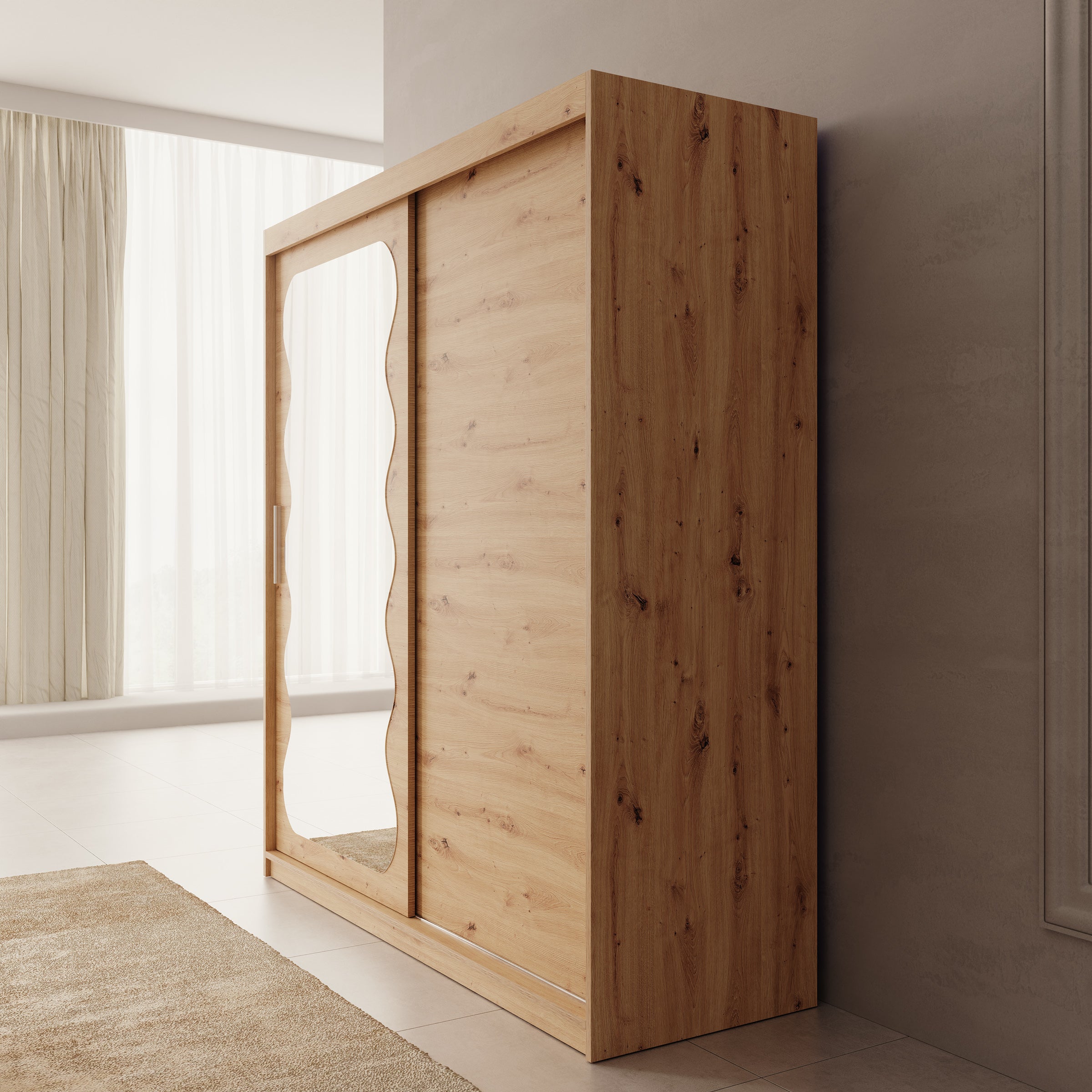 Sentoji - Kledingkast met 2 schuifdeuren - Eikenpatroon - 180x62x200 cm
