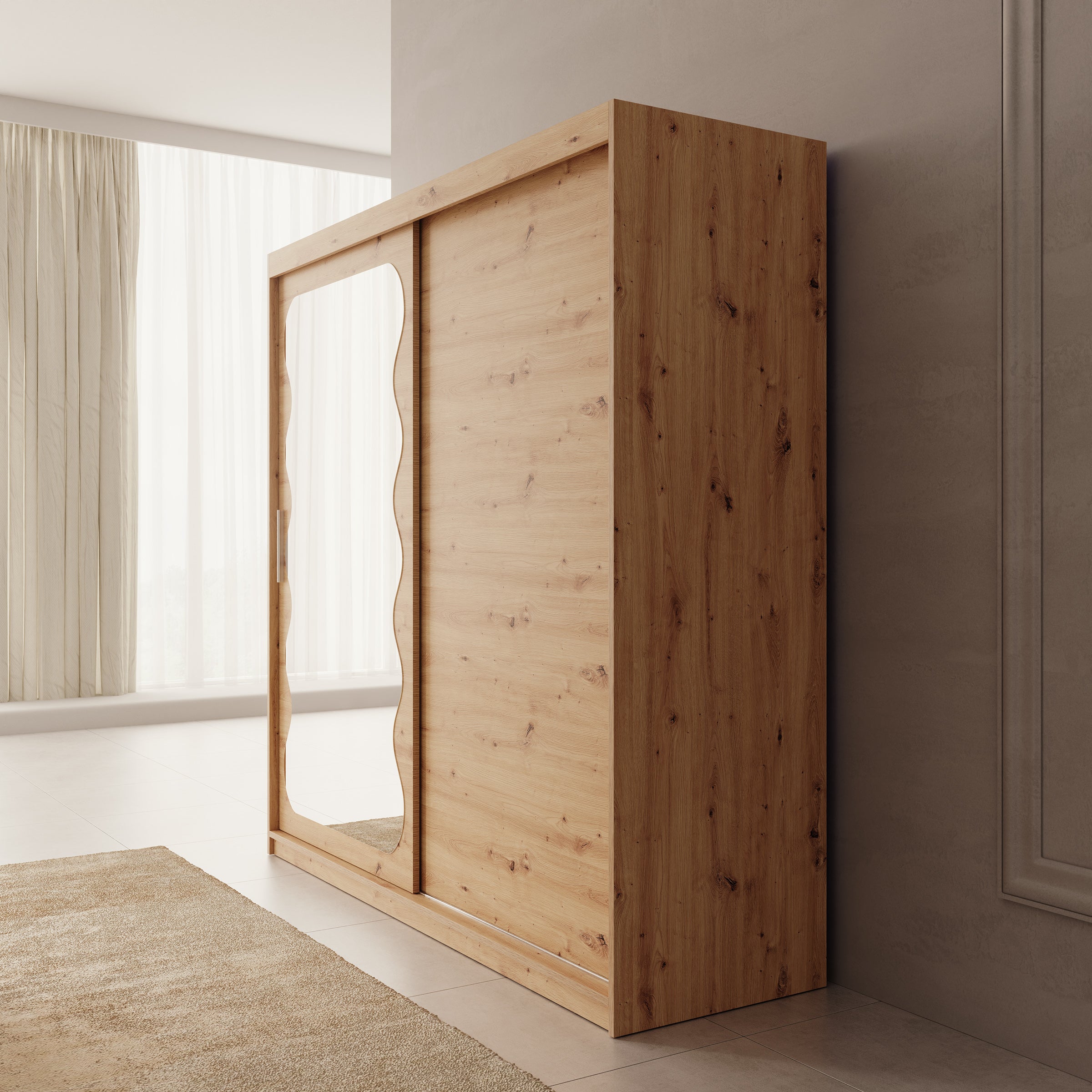 Sentoji - Kledingkast met 2 schuifdeuren - Eikenpatroon - 200x62x200 cm
