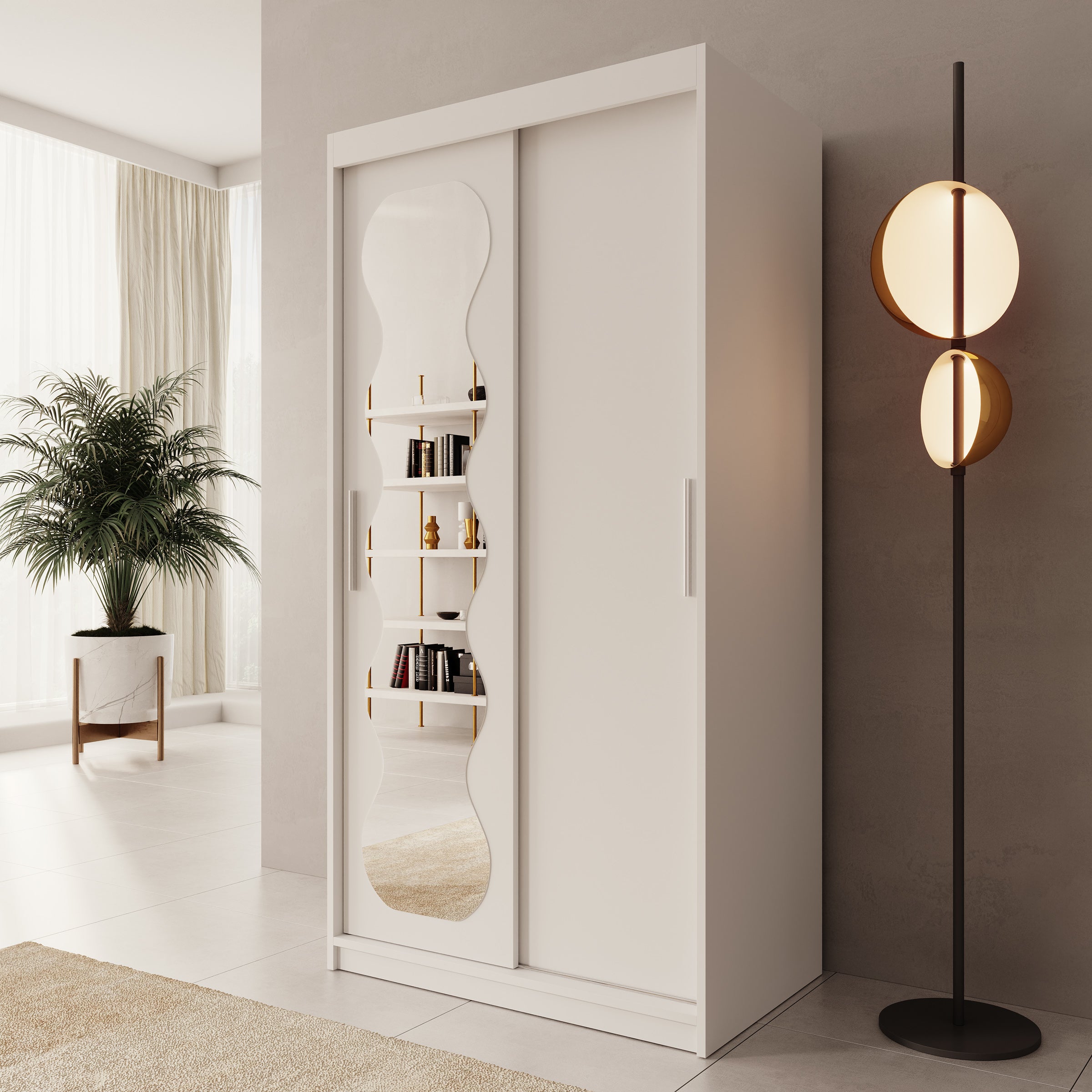 Sentoji - Kledingkast met 2 schuifdeuren - Wit - 100x62x200 cm