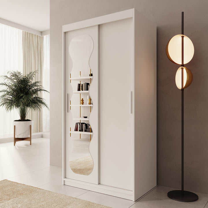 Sentoji - Kledingkast met 2 schuifdeuren - Wit - 100x62x200 cm