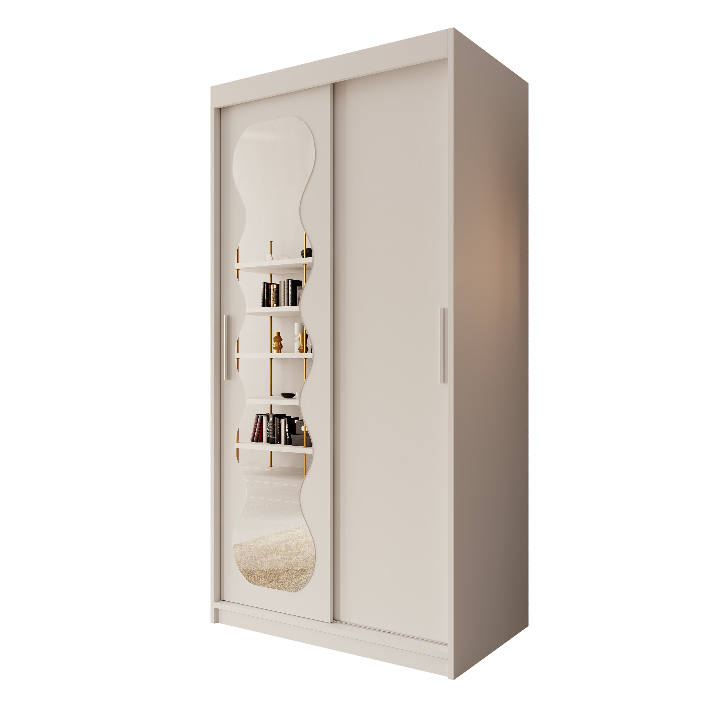 Sentoji - Kledingkast met 2 schuifdeuren - Wit - 100x62x200 cm