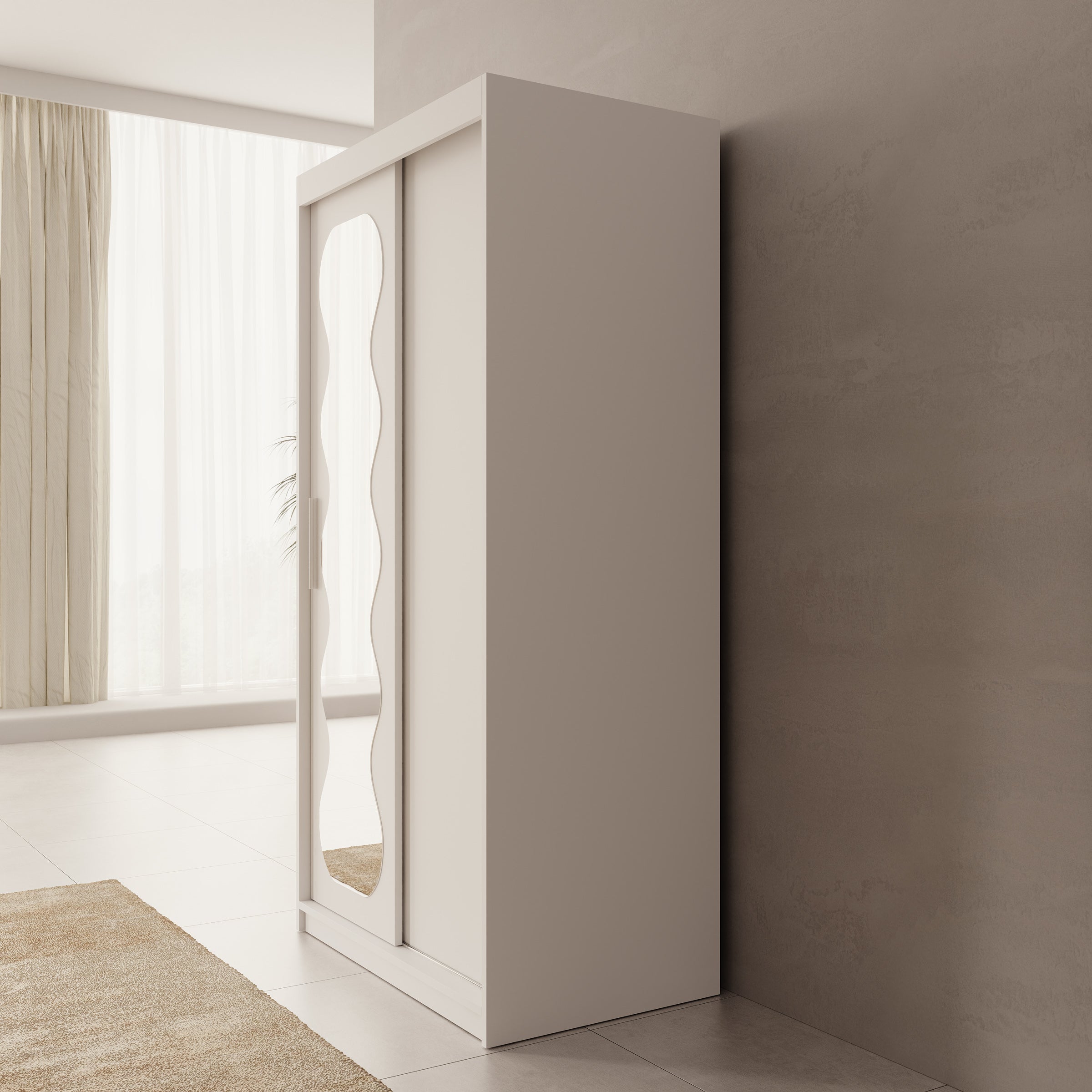 Sentoji - Kledingkast met 2 schuifdeuren - Wit - 100x62x200 cm