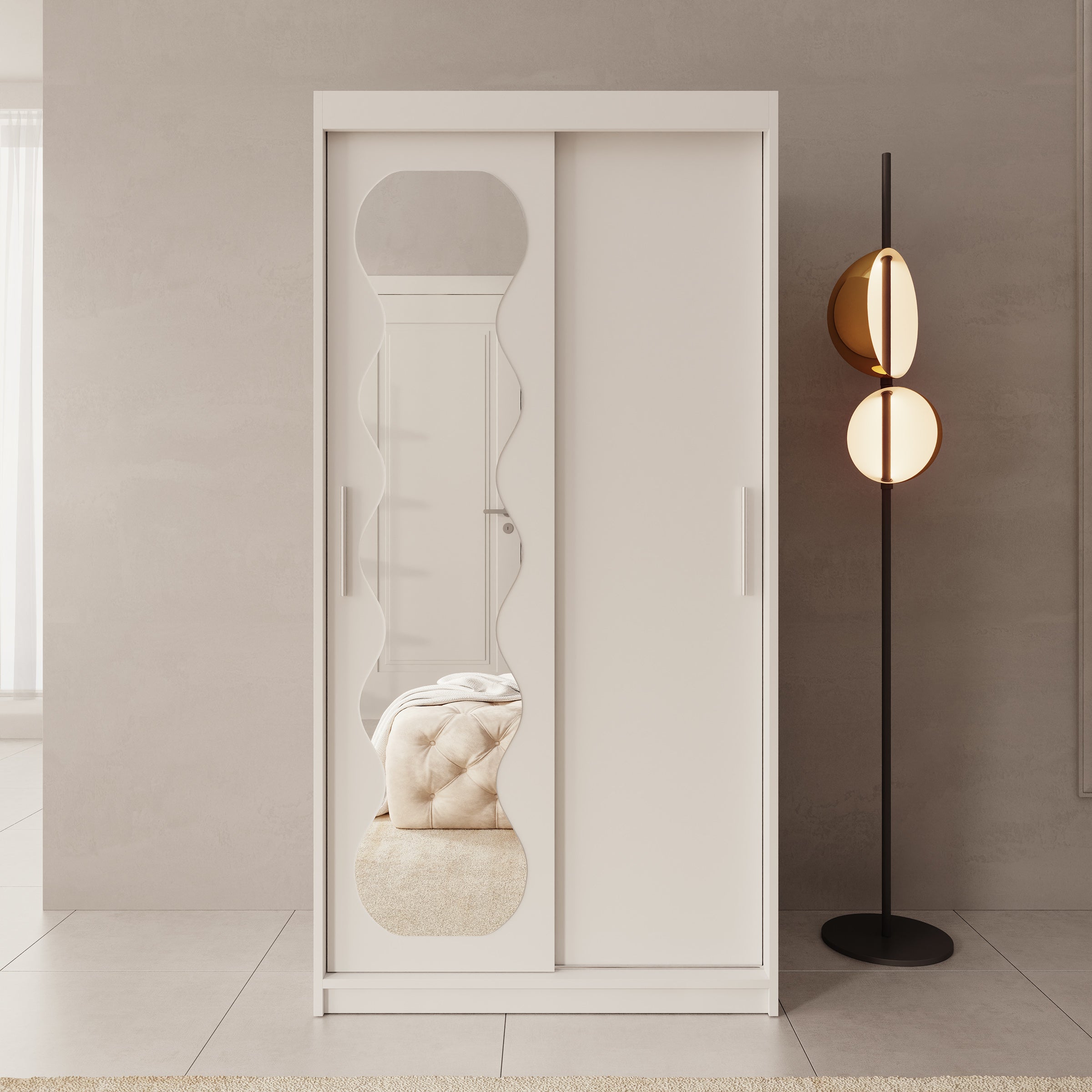 Sentoji - Kledingkast met 2 schuifdeuren - Wit - 100x62x200 cm