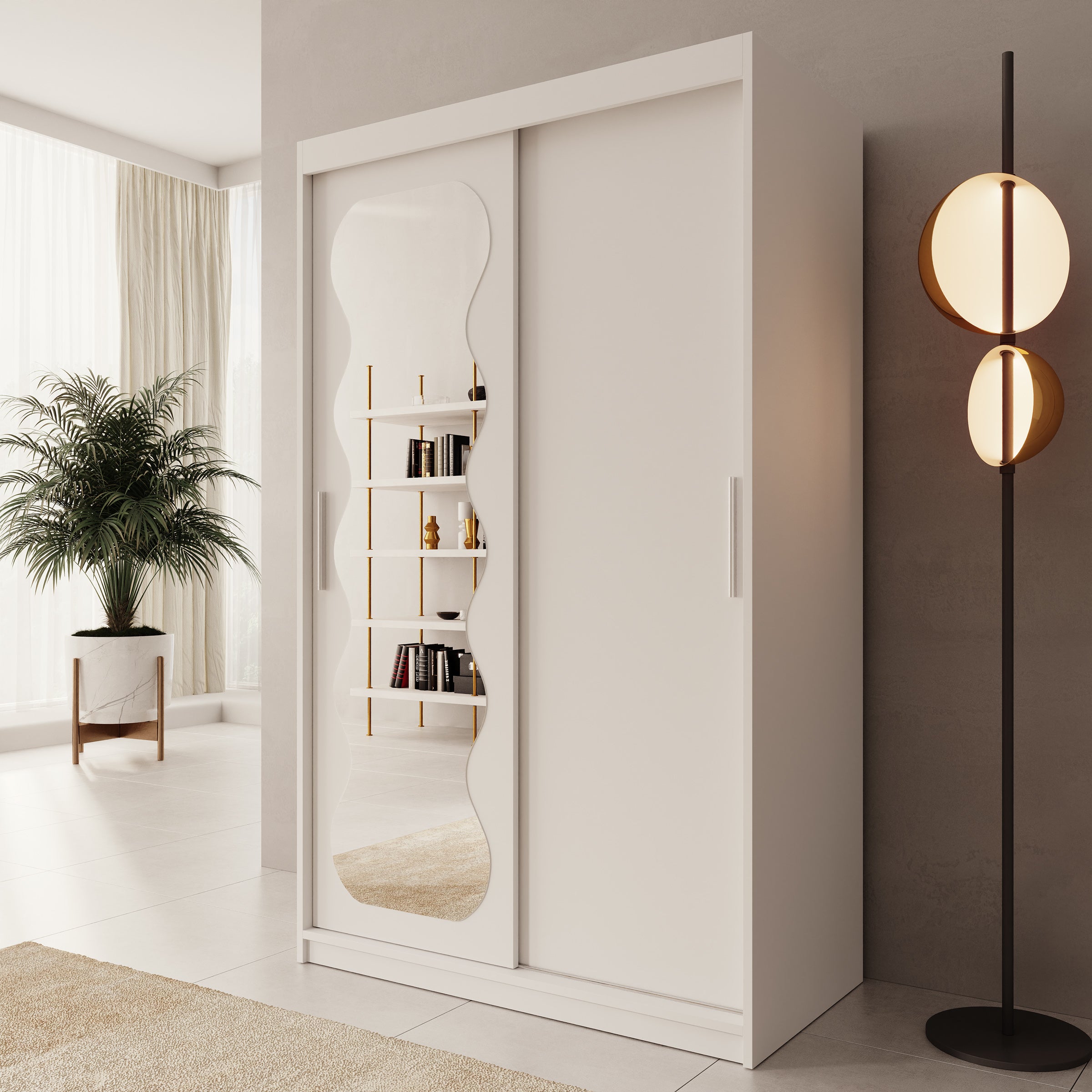 Sentoji - Kledingkast met 2 schuifdeuren - Wit - 120x62x200 cm