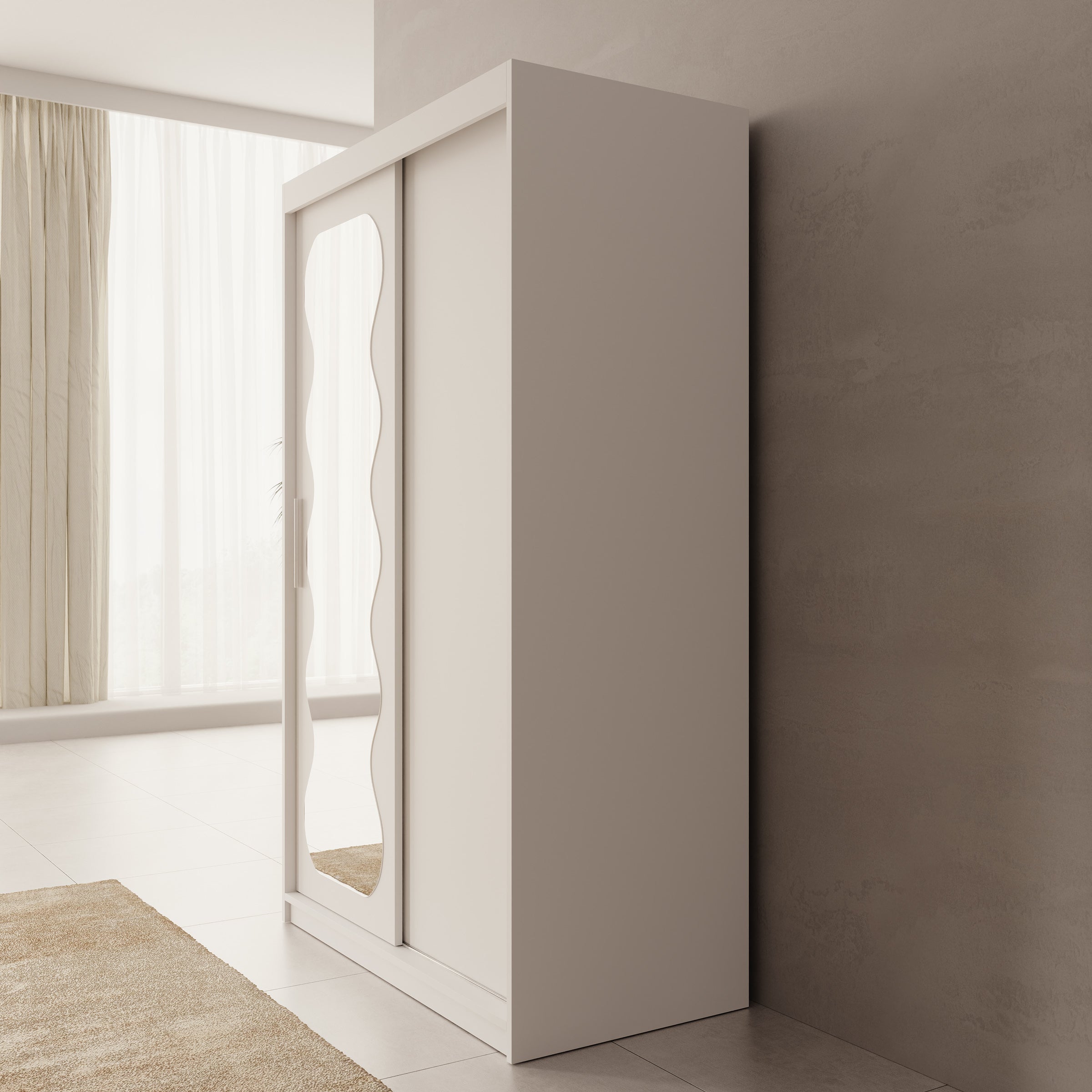 Sentoji - Kledingkast met 2 schuifdeuren - Wit - 120x62x200 cm