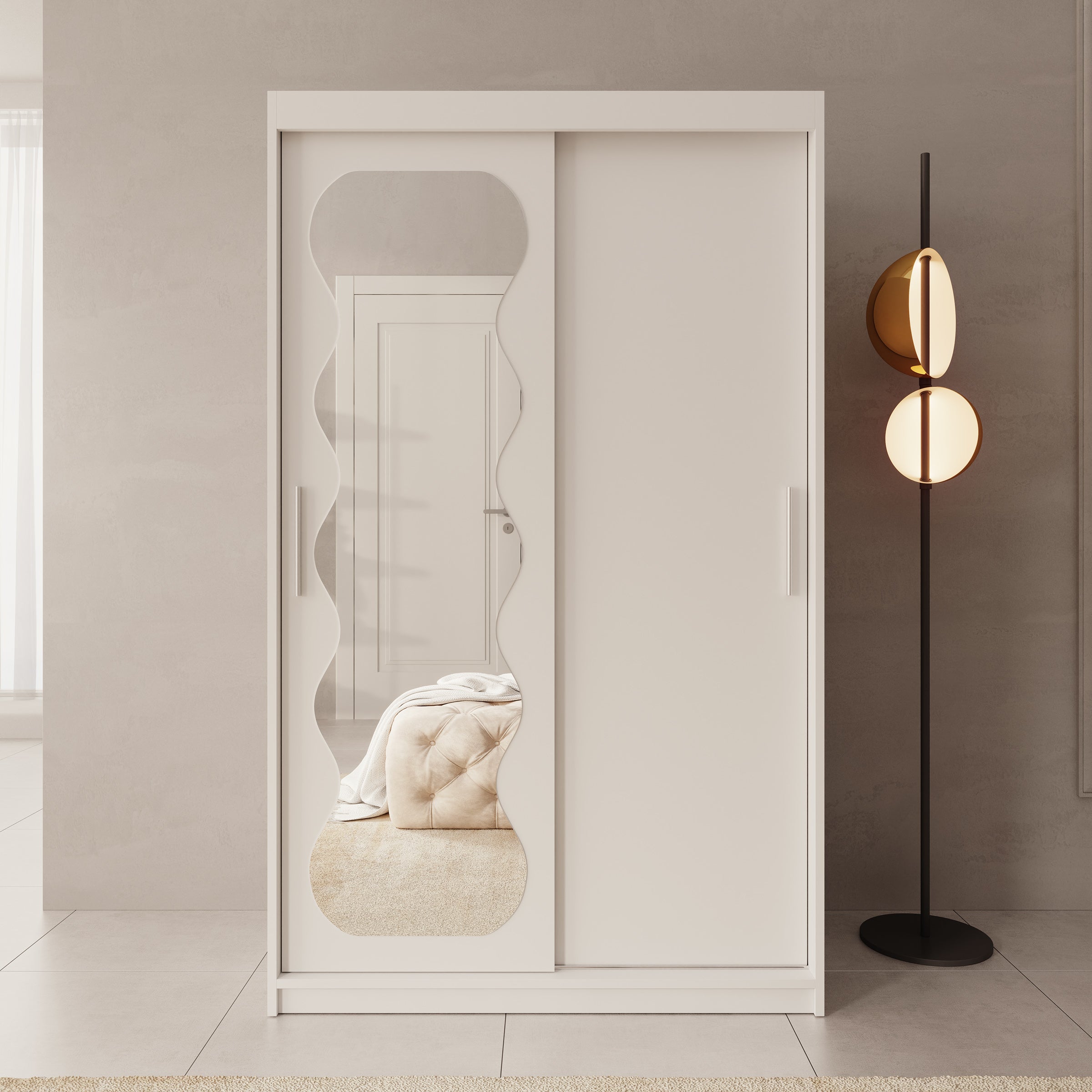 Sentoji - Kledingkast met 2 schuifdeuren - Wit - 120x62x200 cm