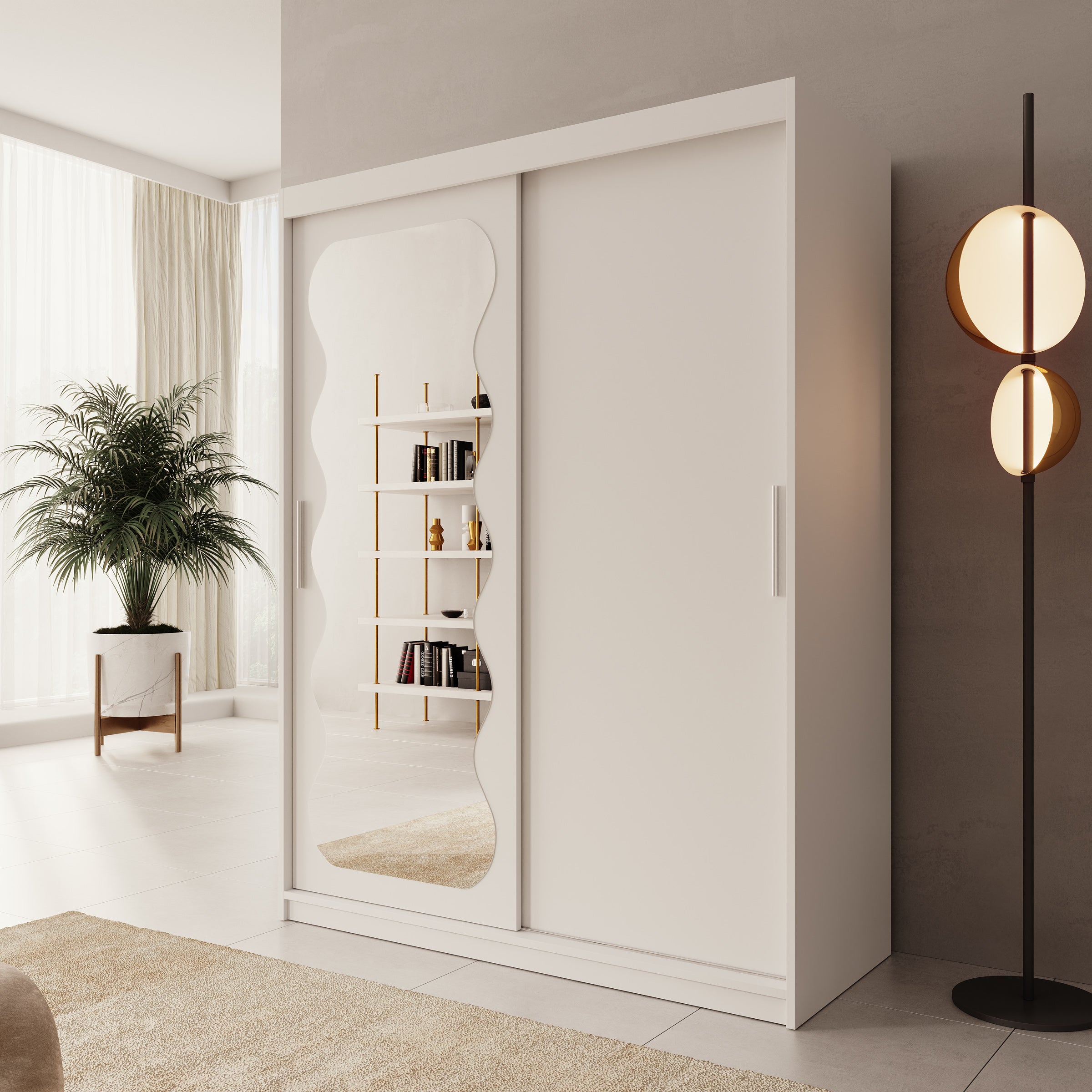 Sentoji - Kledingkast met 2 schuifdeuren - Wit - 150x62x200 cm