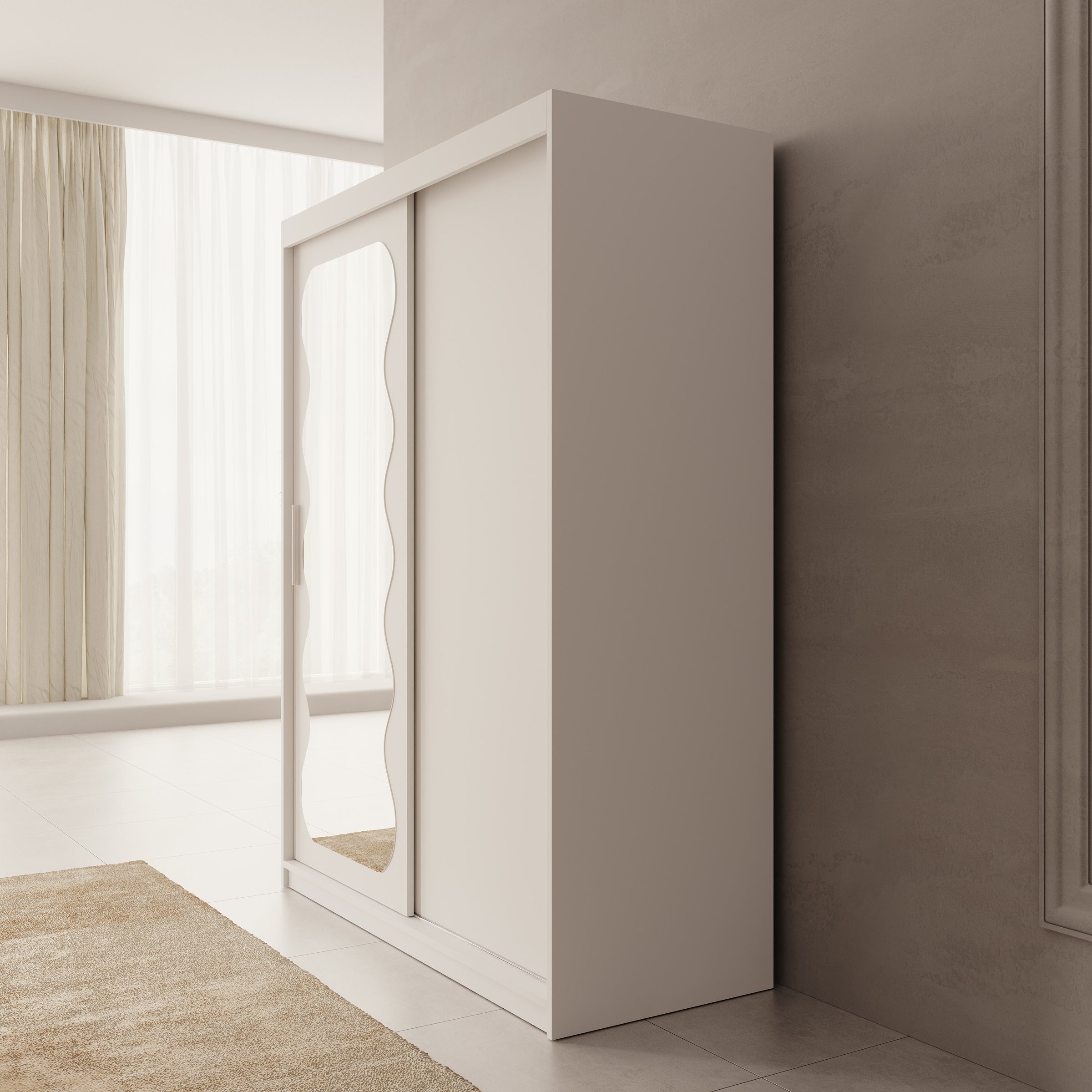 Sentoji - Kledingkast met 2 schuifdeuren - Wit - 150x62x200 cm