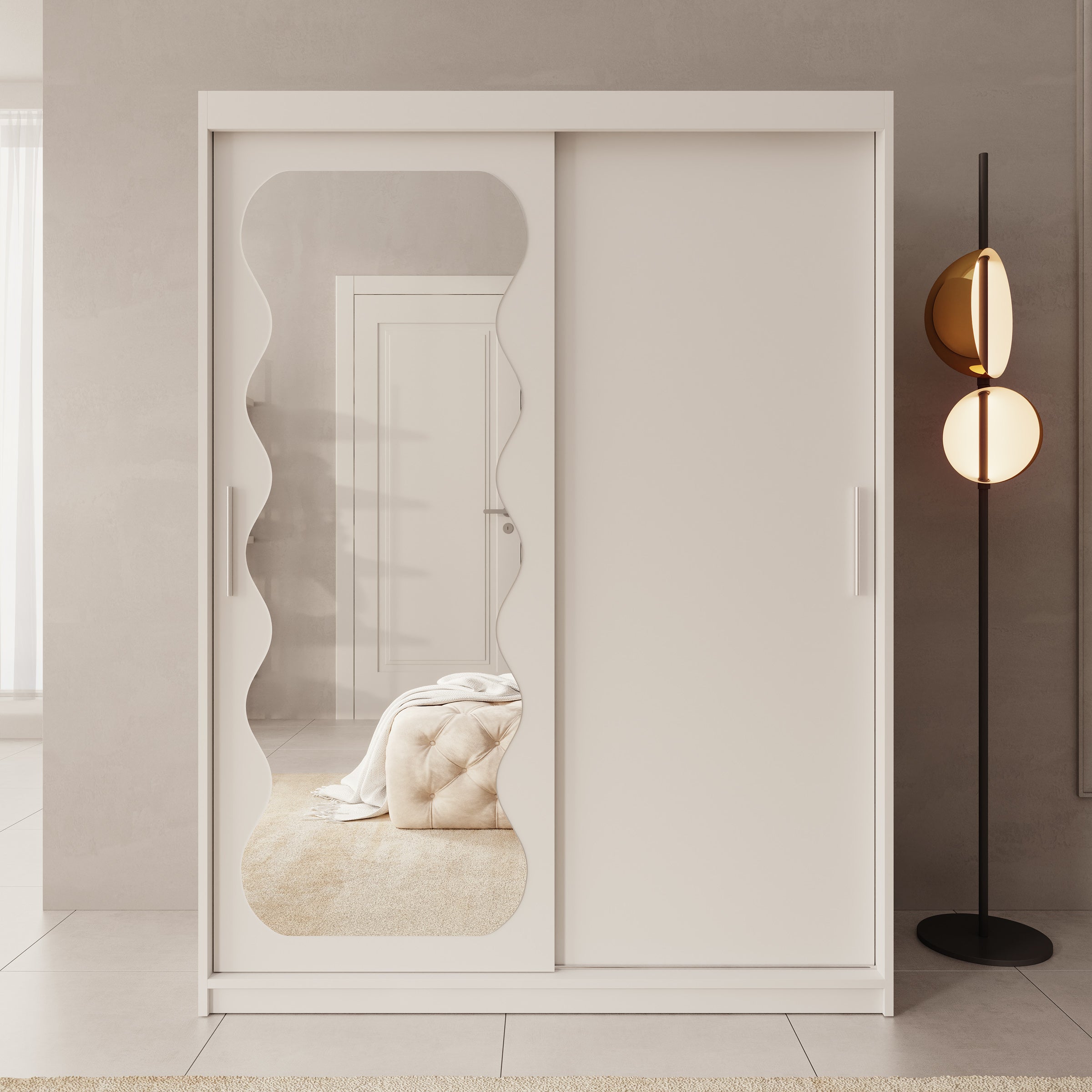 Sentoji - Kledingkast met 2 schuifdeuren - Wit - 150x62x200 cm