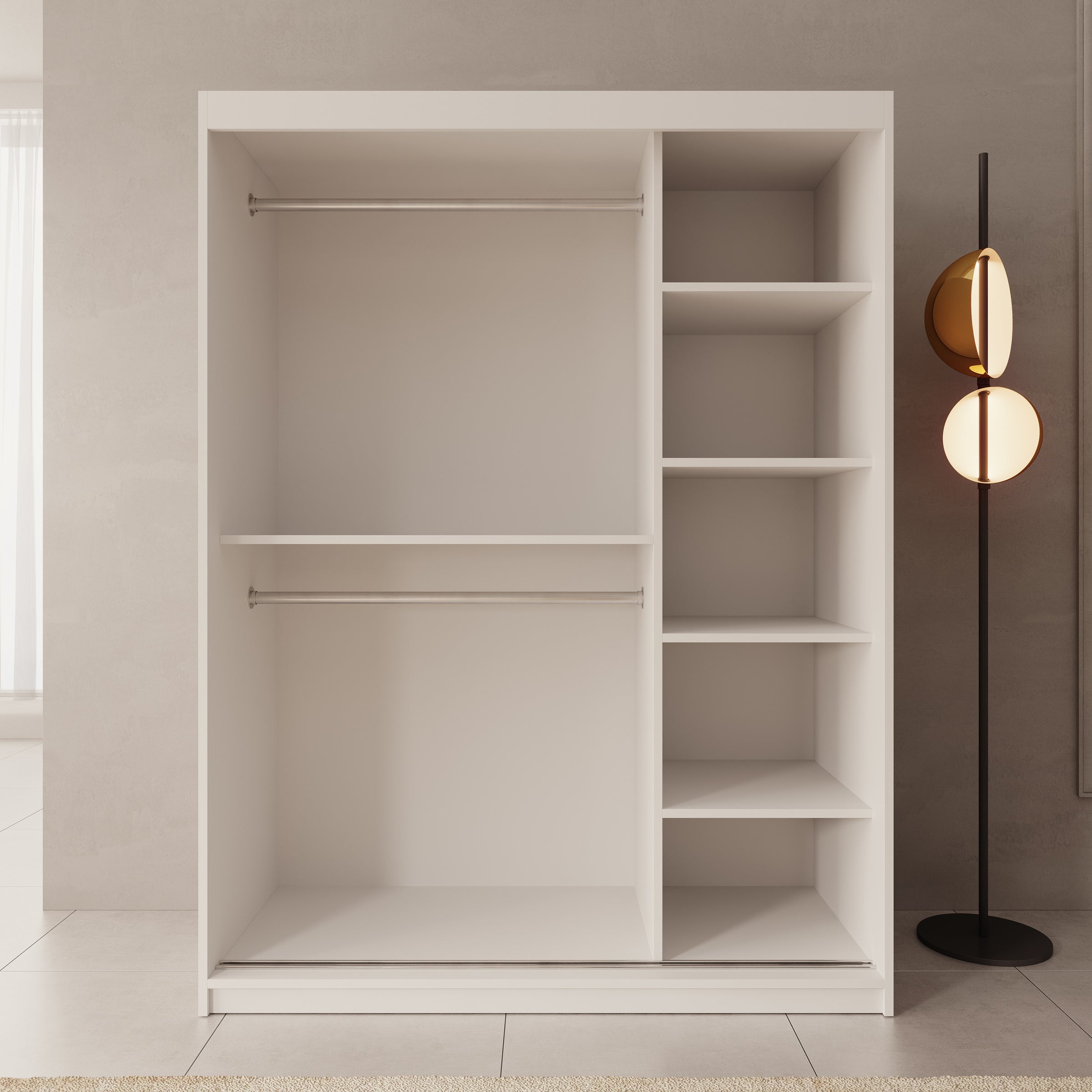 Sentoji - Kledingkast met 2 schuifdeuren - Wit - 150x62x200 cm