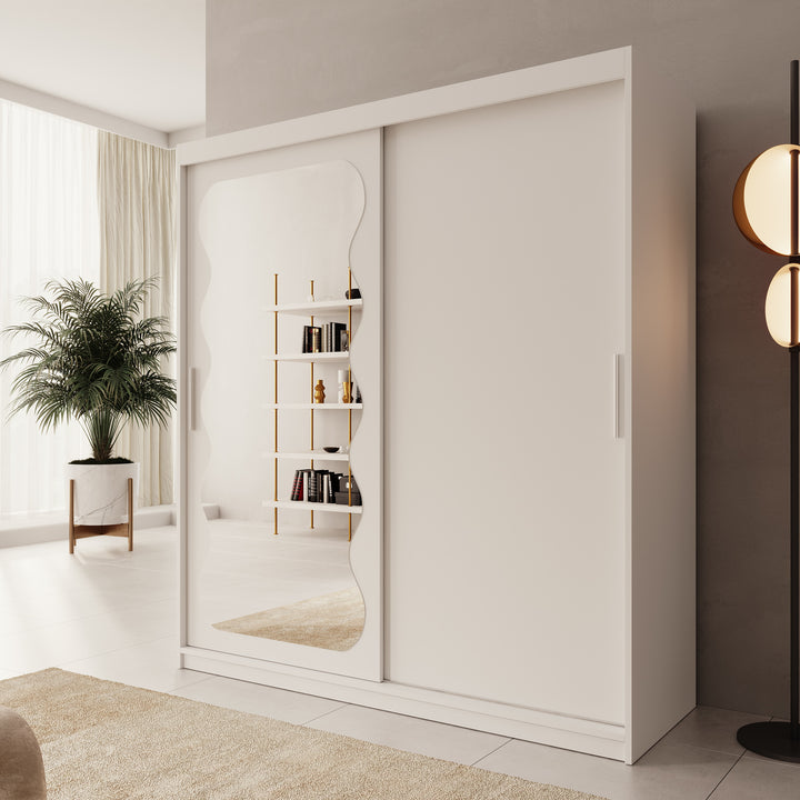 Sentoji - Kledingkast met 2 schuifdeuren - Wit - 180x62x200 cm