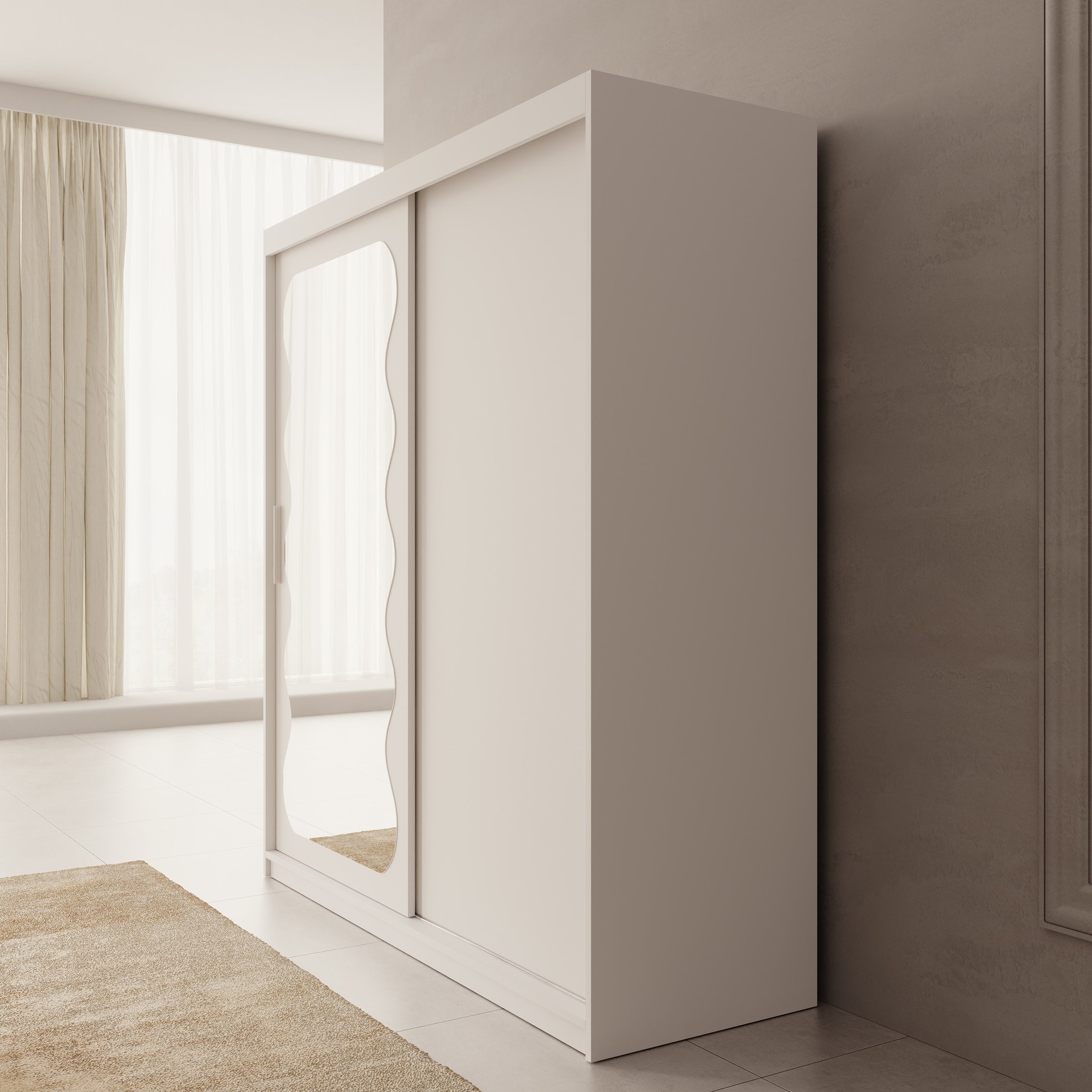 Sentoji - Kledingkast met 2 schuifdeuren - Wit - 180x62x200 cm