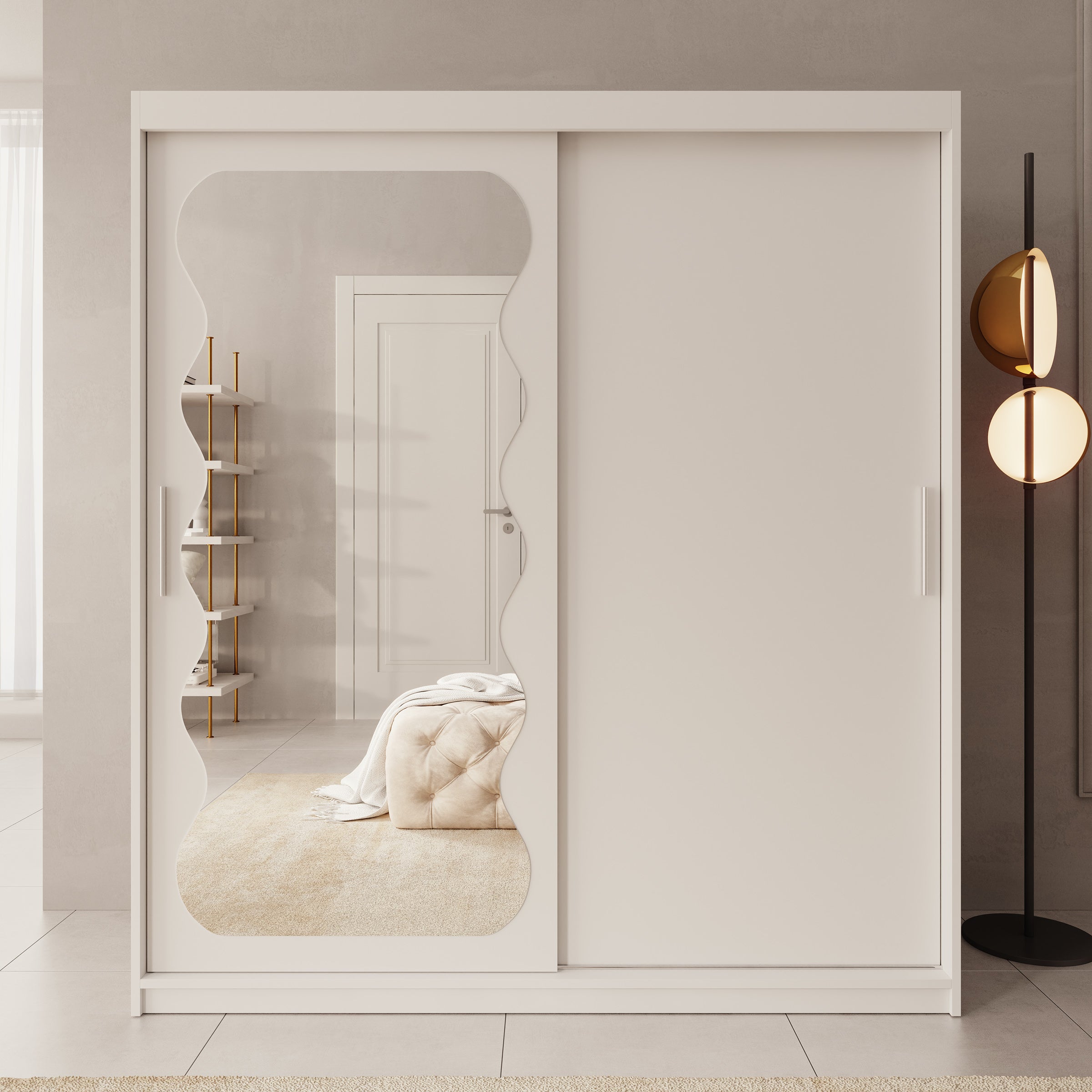 Sentoji - Kledingkast met 2 schuifdeuren - Wit - 180x62x200 cm