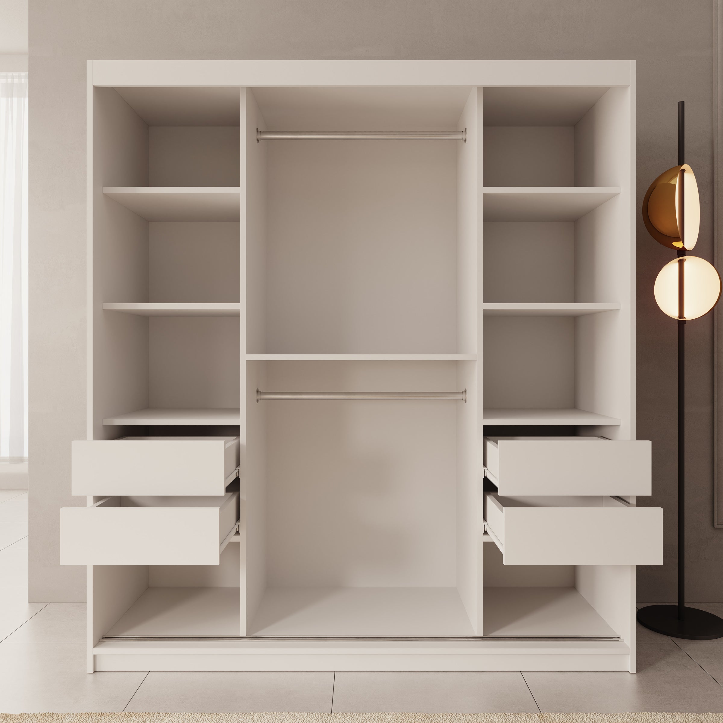 Sentoji - Kledingkast met 2 schuifdeuren - Wit - 180x62x200 cm