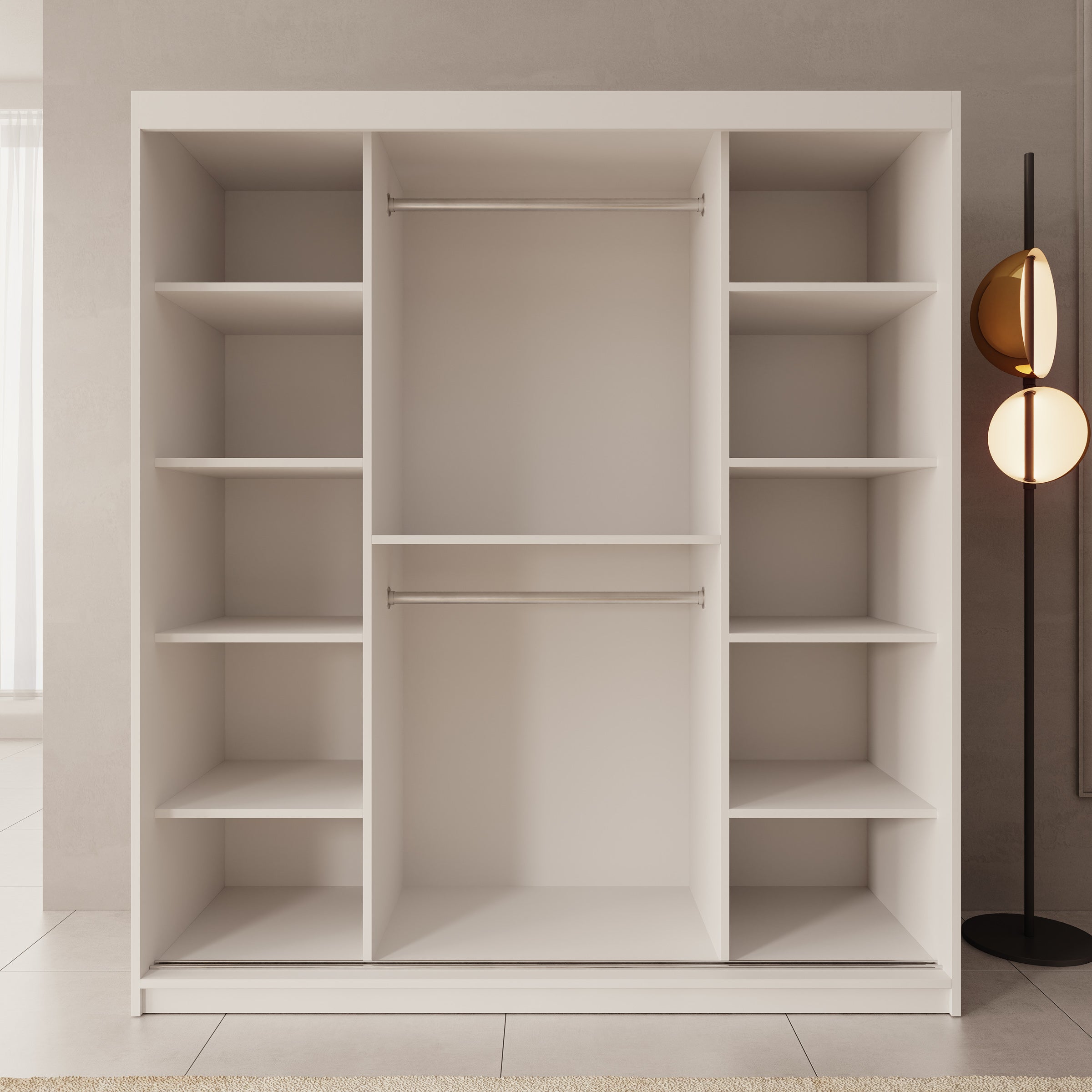 Sentoji - Kledingkast met 2 schuifdeuren - Wit - 180x62x200 cm