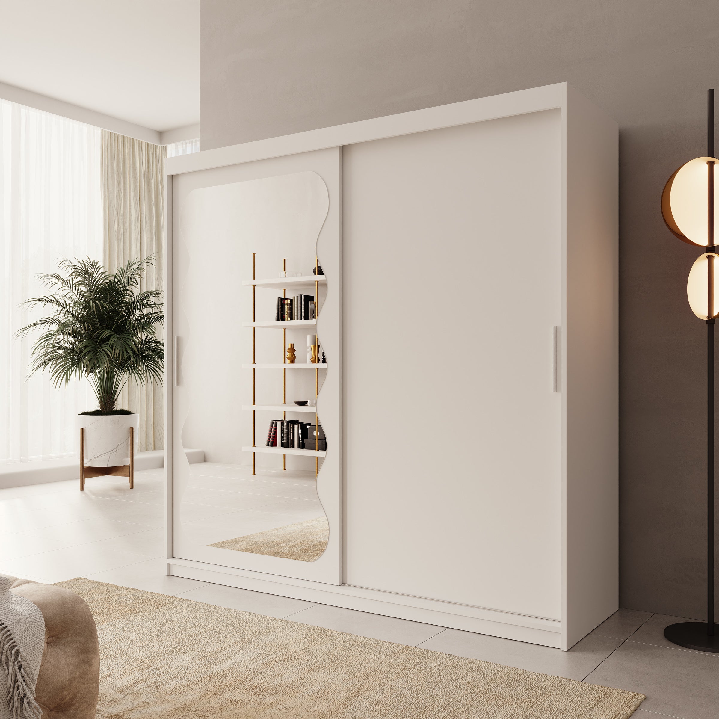 Sentoji - Kledingkast met 2 schuifdeuren - Wit - 200x62x200 cm