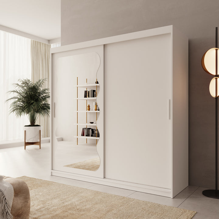 Sentoji - Kledingkast met 2 schuifdeuren - Wit - 200x62x200 cm